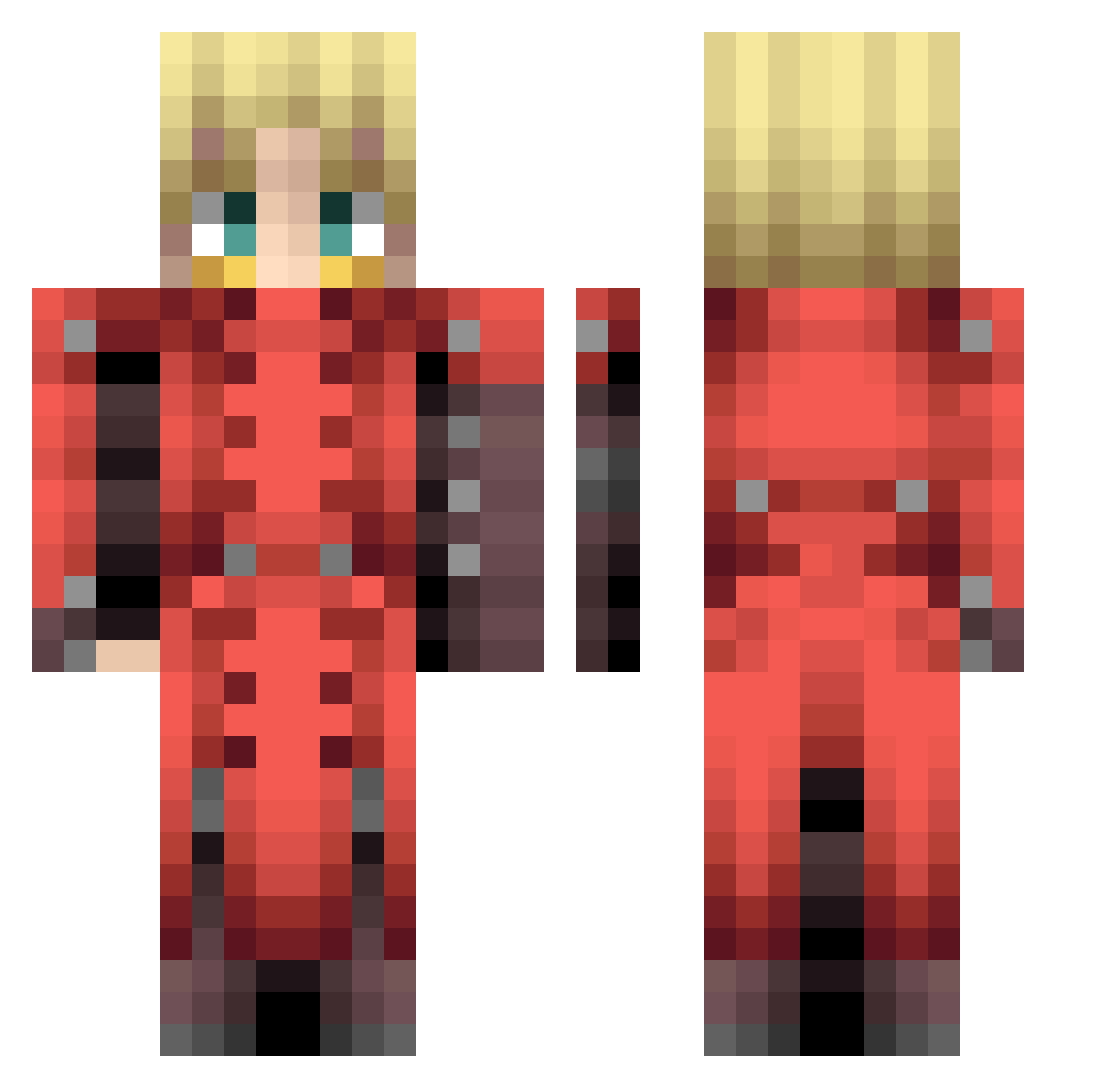 derricksleeps Minecraft skin, front and back view