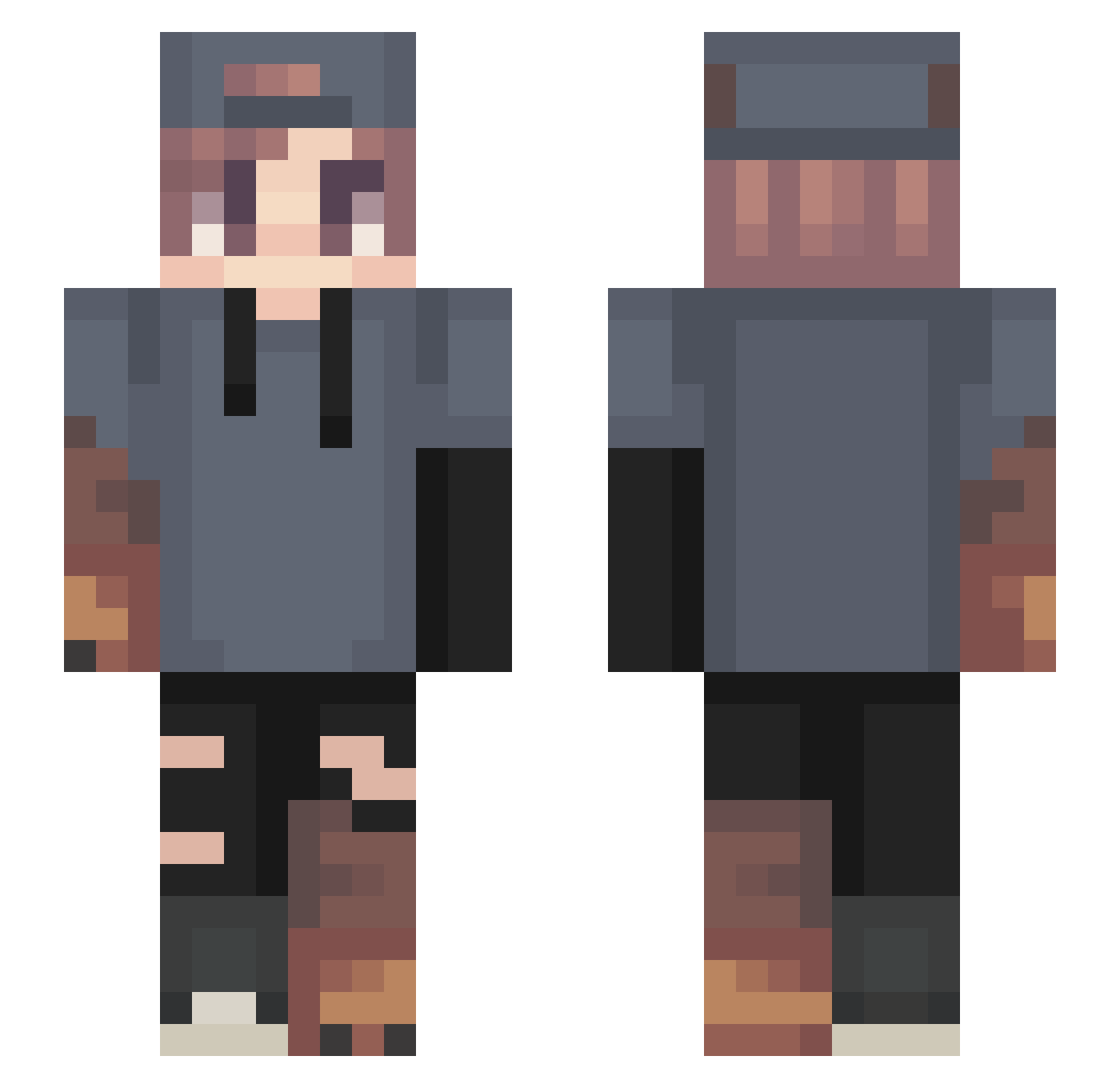 Swanifire Minecraft skin, front and back view