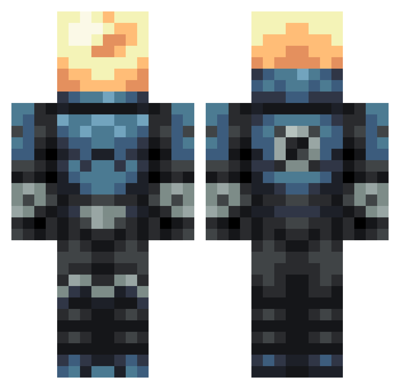 superlevi64 Minecraft skin, front and back view