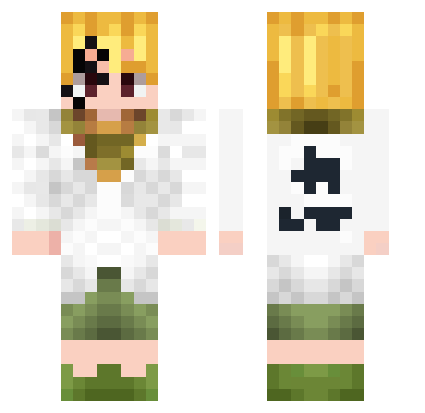 y0Nairdah Minecraft skin, front and back view