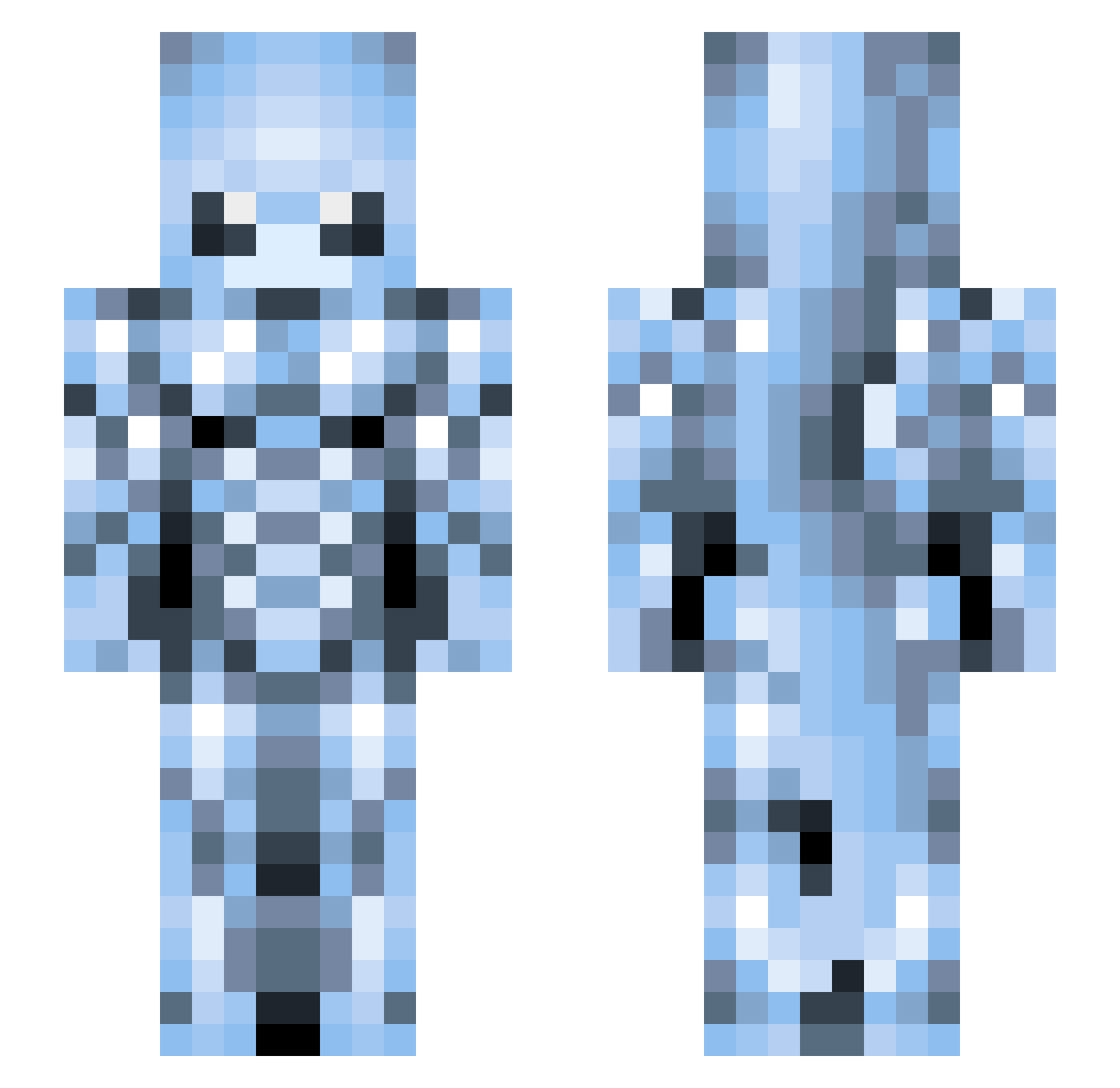 Headpiece Minecraft skin, front and back view