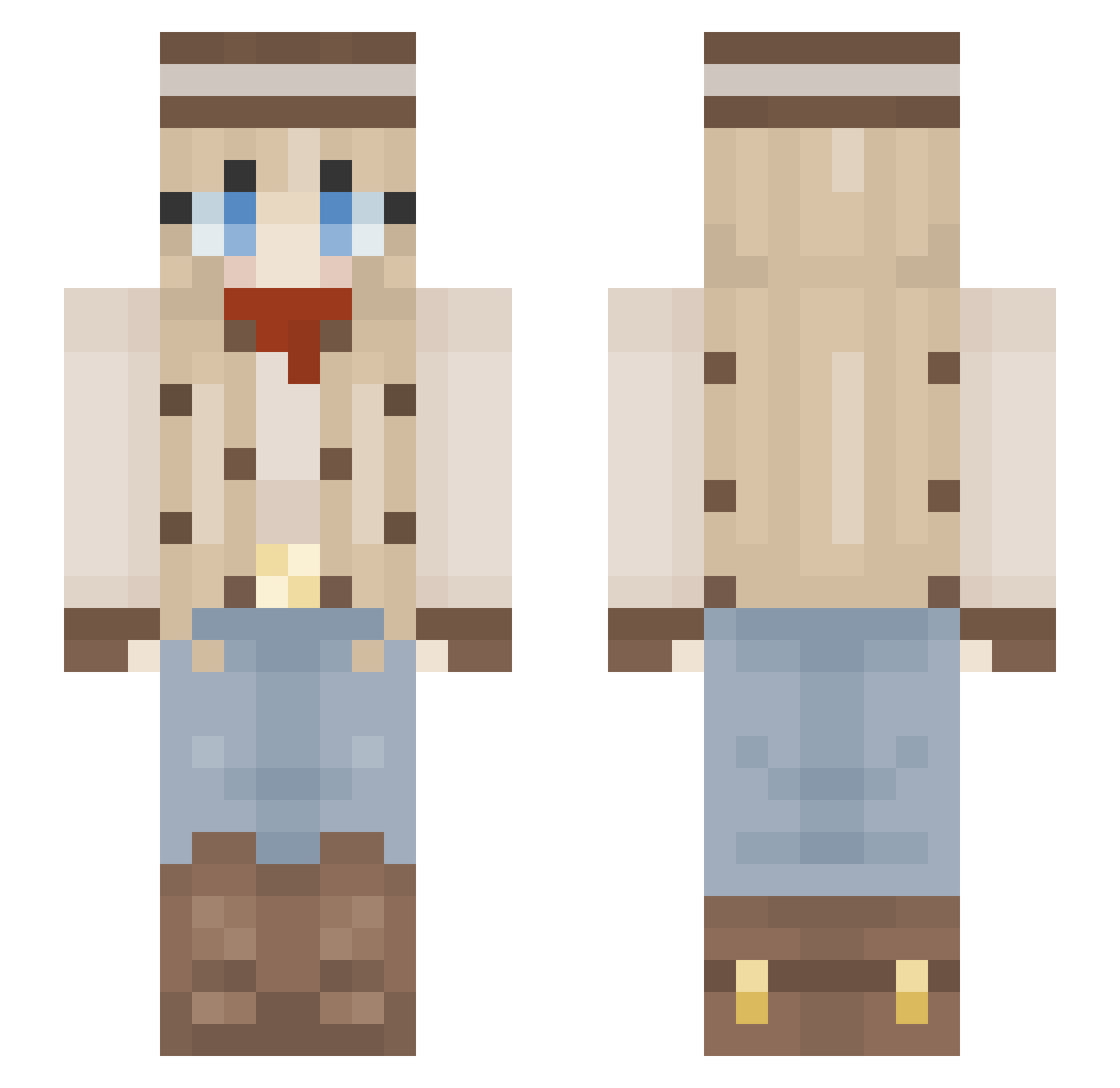 PeachyBesu Minecraft skin, front and back view
