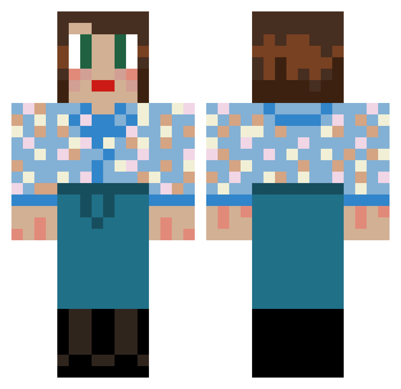 Agapy Minecraft skin, front and back view