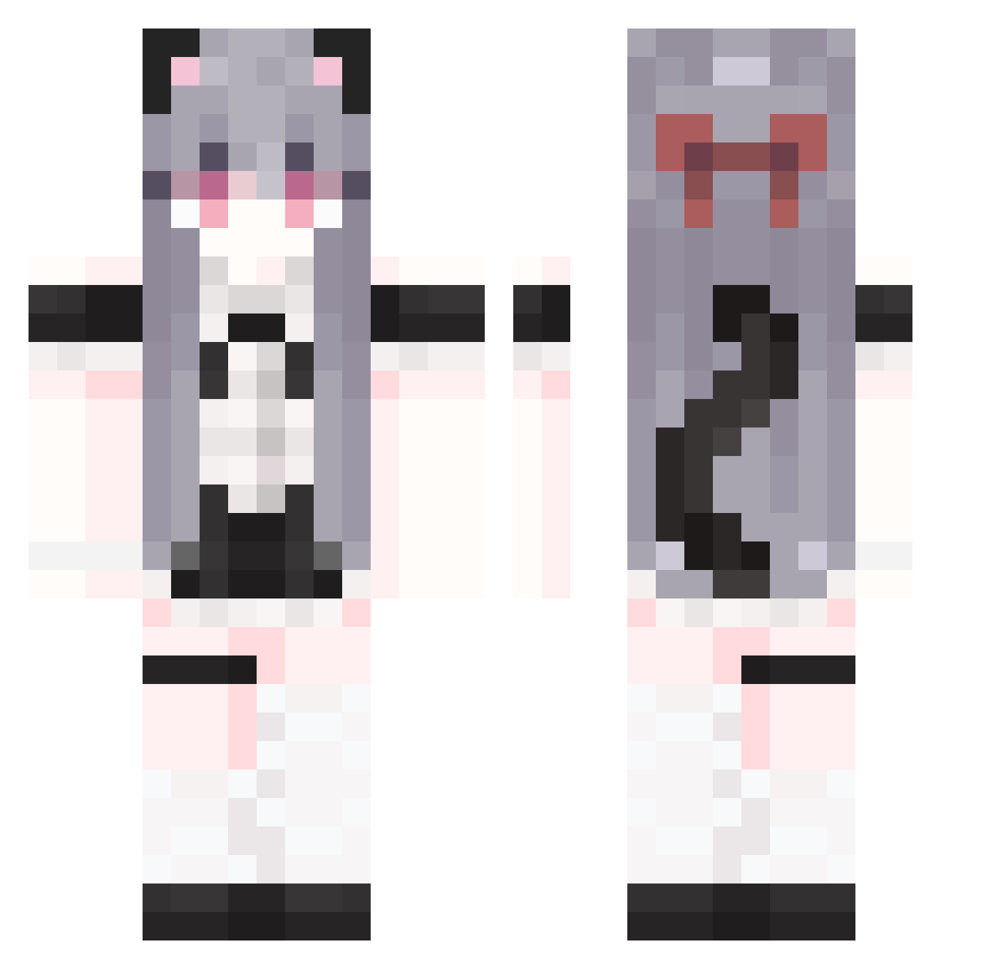 DxxdyDxrk_ Minecraft skin, front and back view