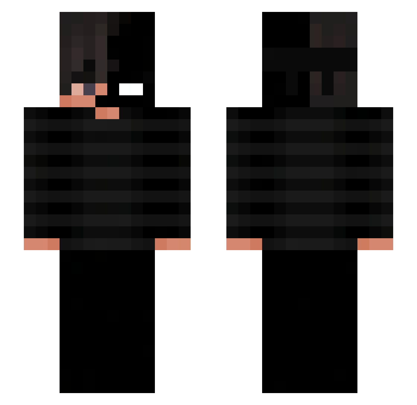OkamiDead Minecraft skin, front and back view