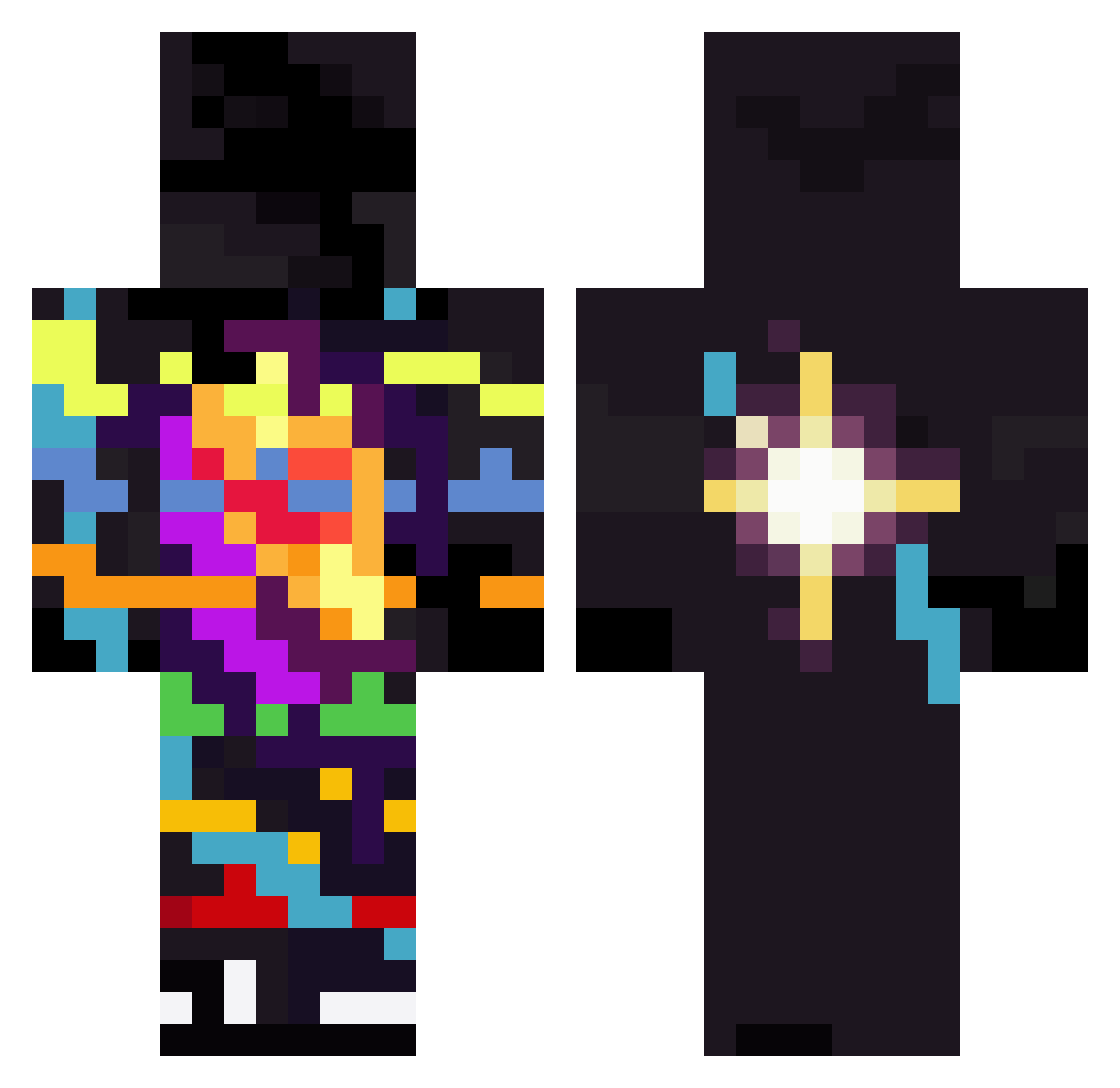 spiderwebbed Minecraft skin, front and back view