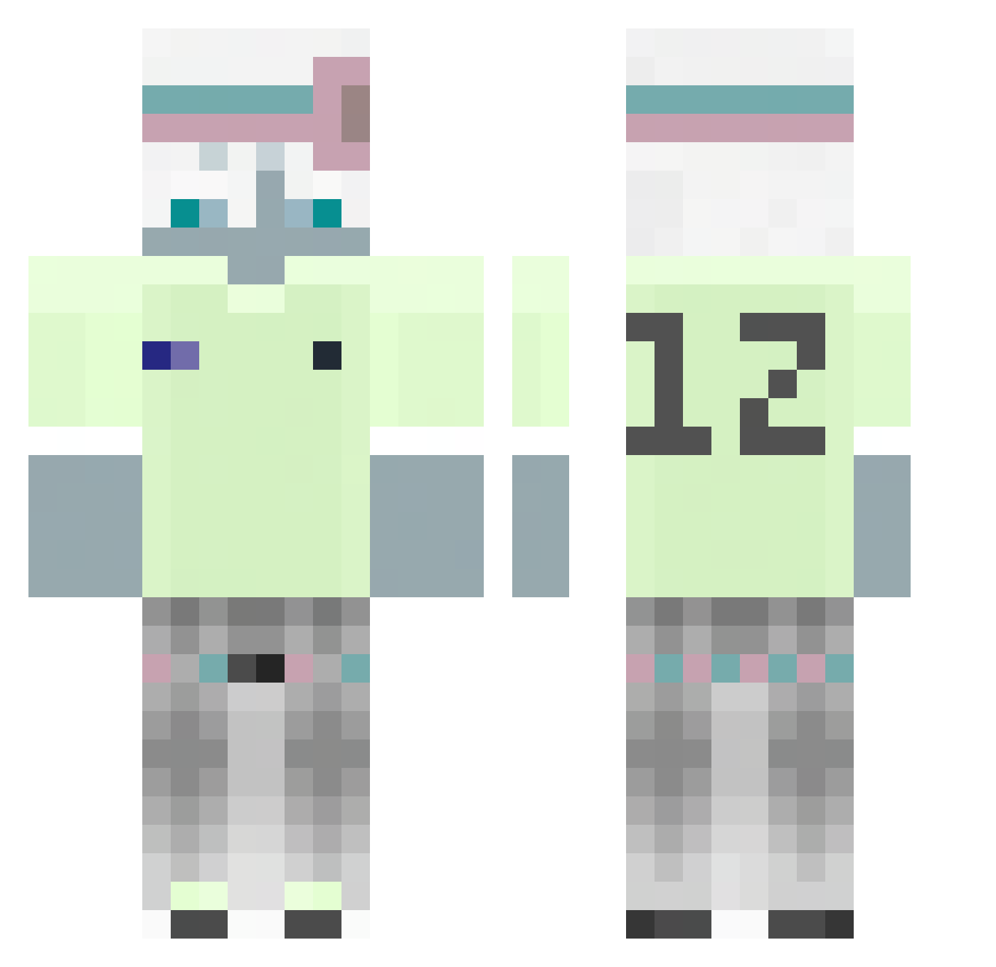 v1ii2 Minecraft skin, front and back view