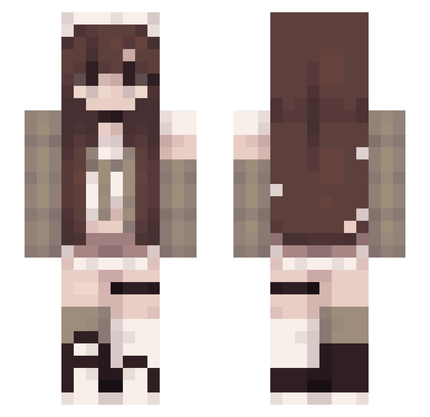 Ellen0r_ Minecraft skin, front and back view