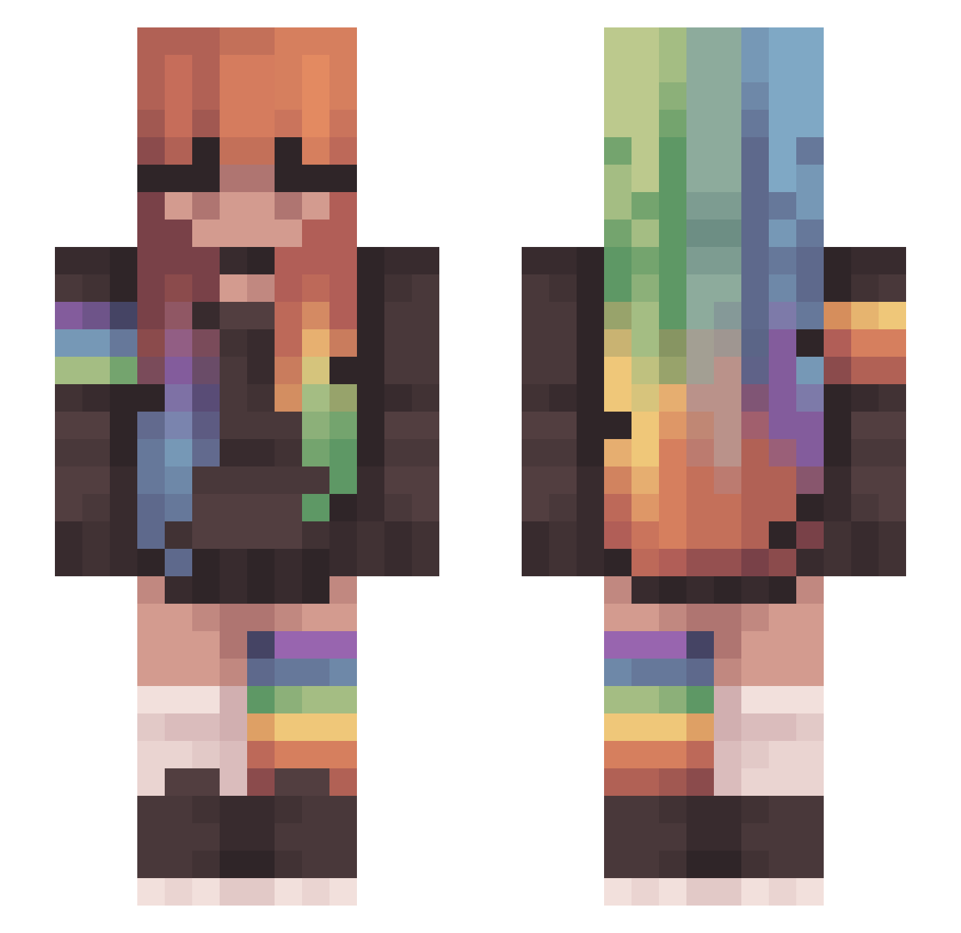 BunnyBela Minecraft skin, front and back view