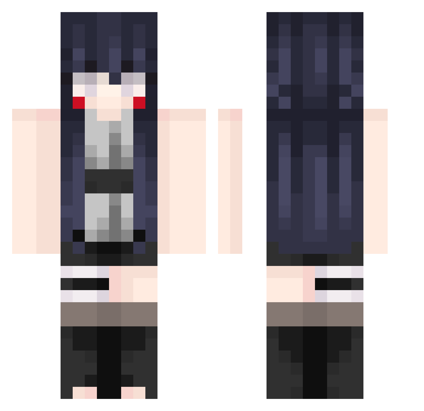 Strafyx Minecraft skin, front and back view