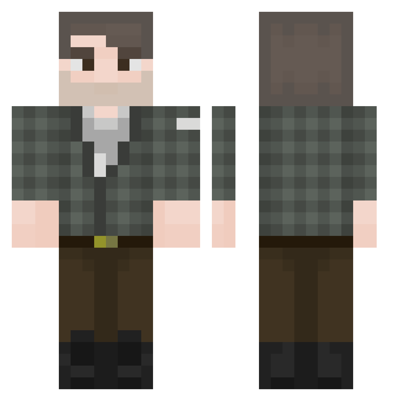 SunlightToaster Minecraft skin, front and back view