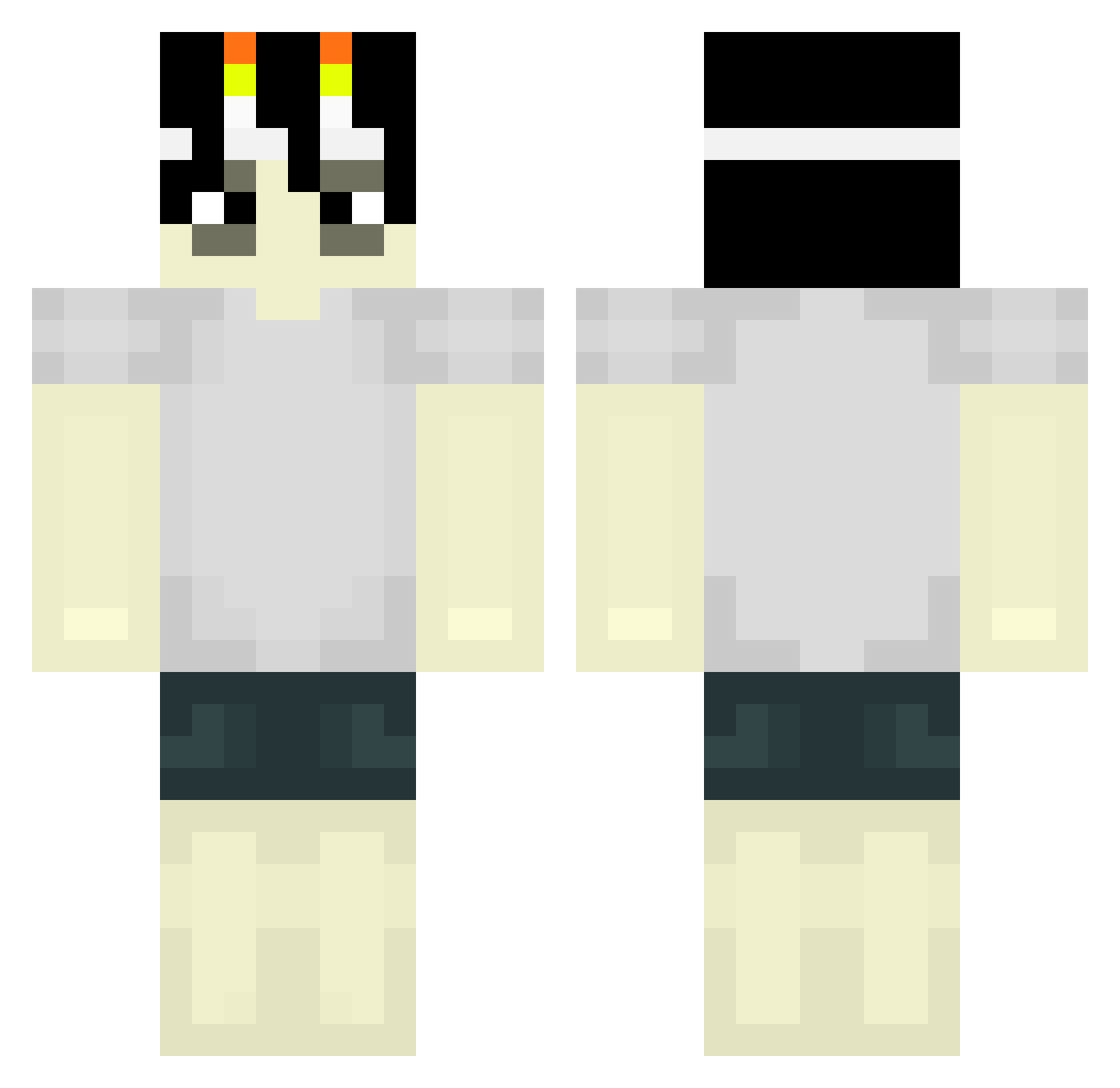 SasukeyFNA Minecraft skin, front and back view