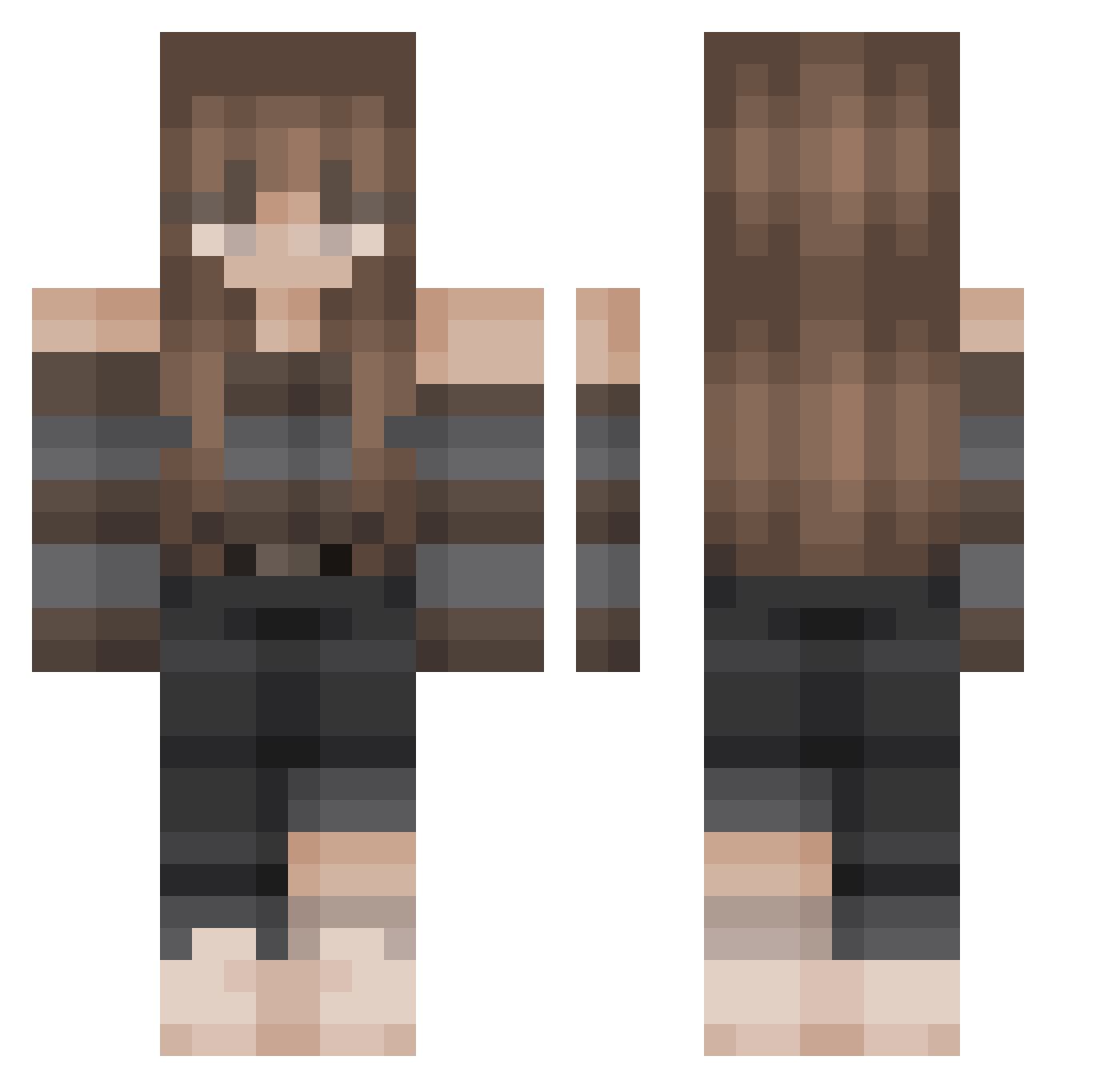 SwissGynx Minecraft skin, front and back view