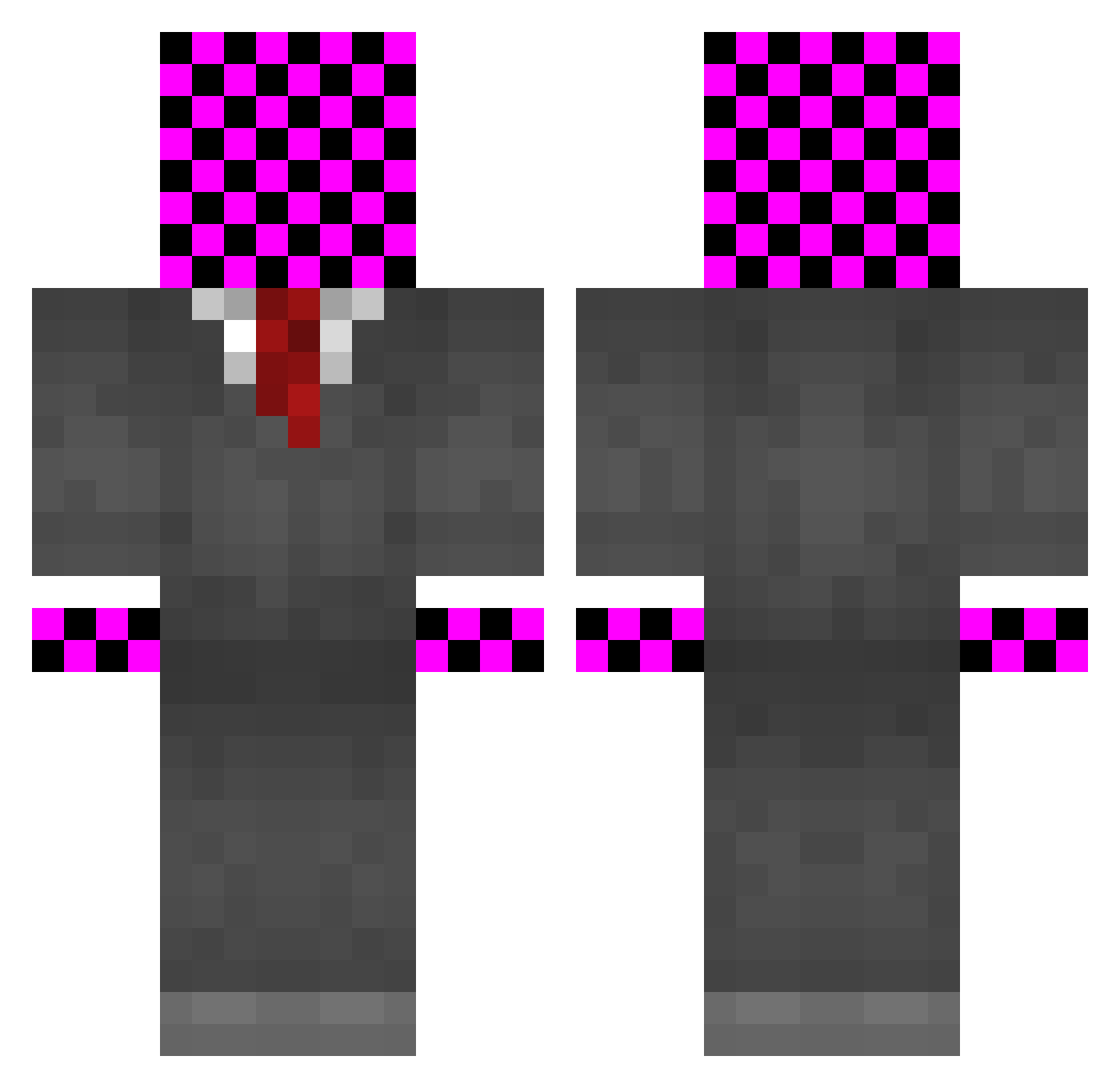 kxxm Minecraft skin, front and back view
