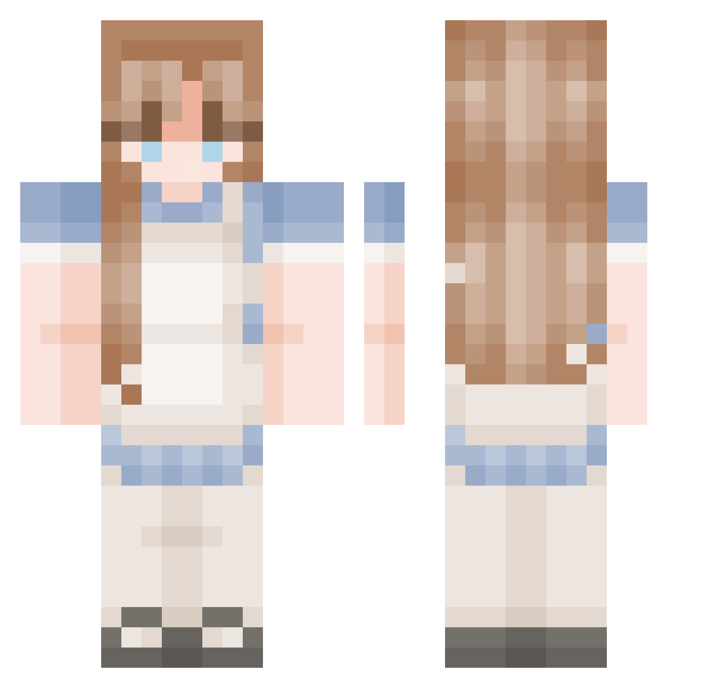 Newcastlegeek Minecraft skin, front and back view