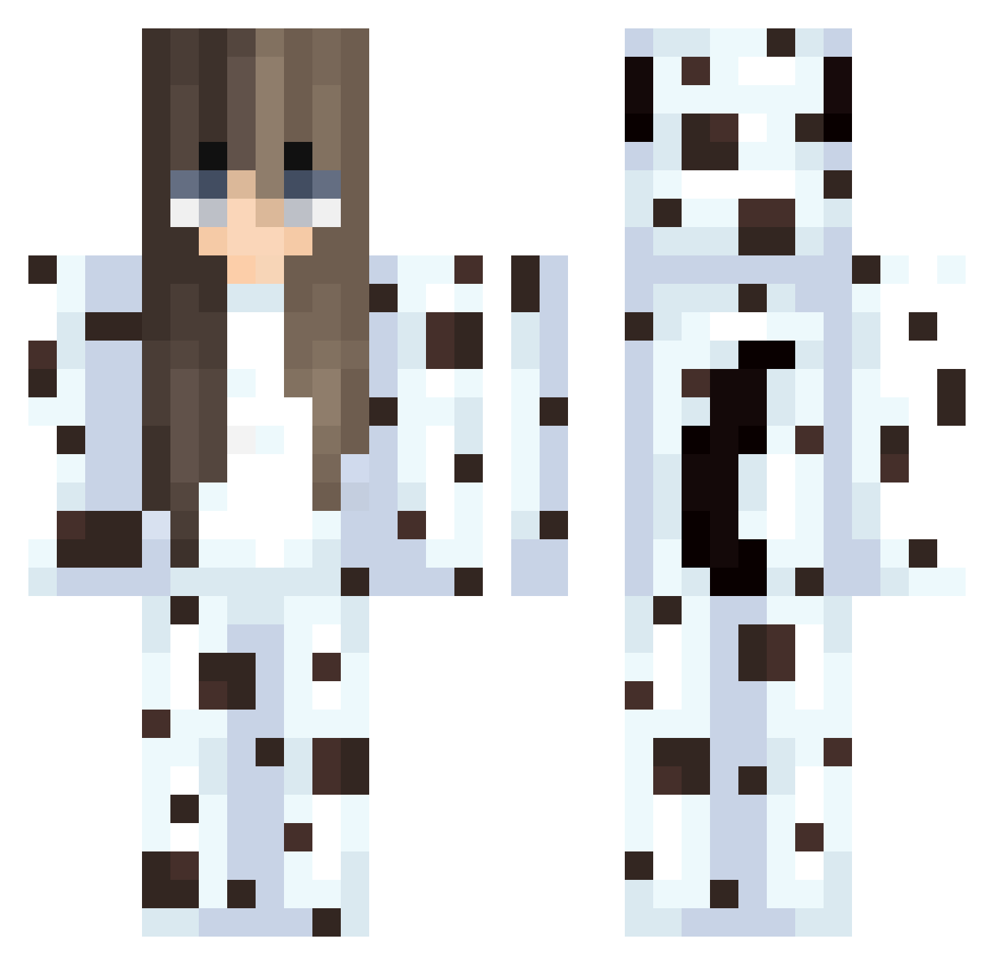 xBlank Minecraft skin, front and back view
