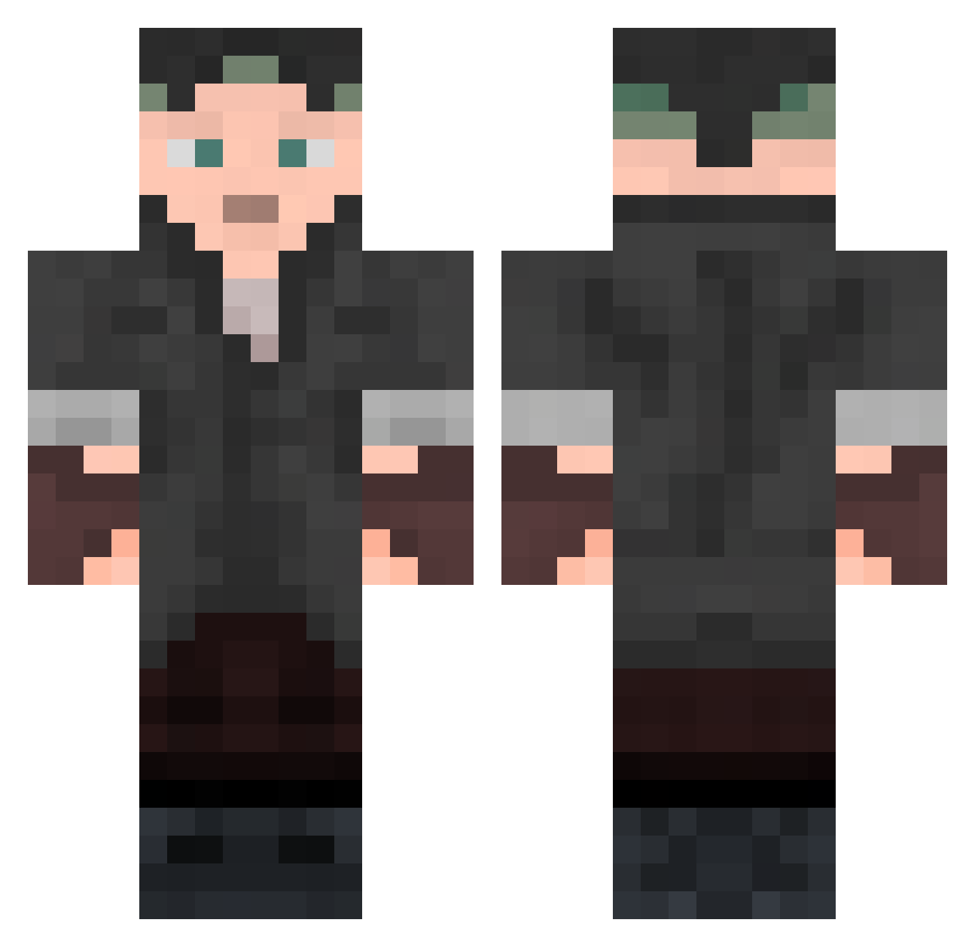 rxUNIT Minecraft skin, front and back view