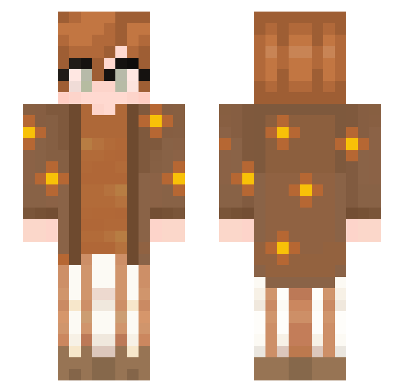 Sethyla Minecraft skin, front and back view