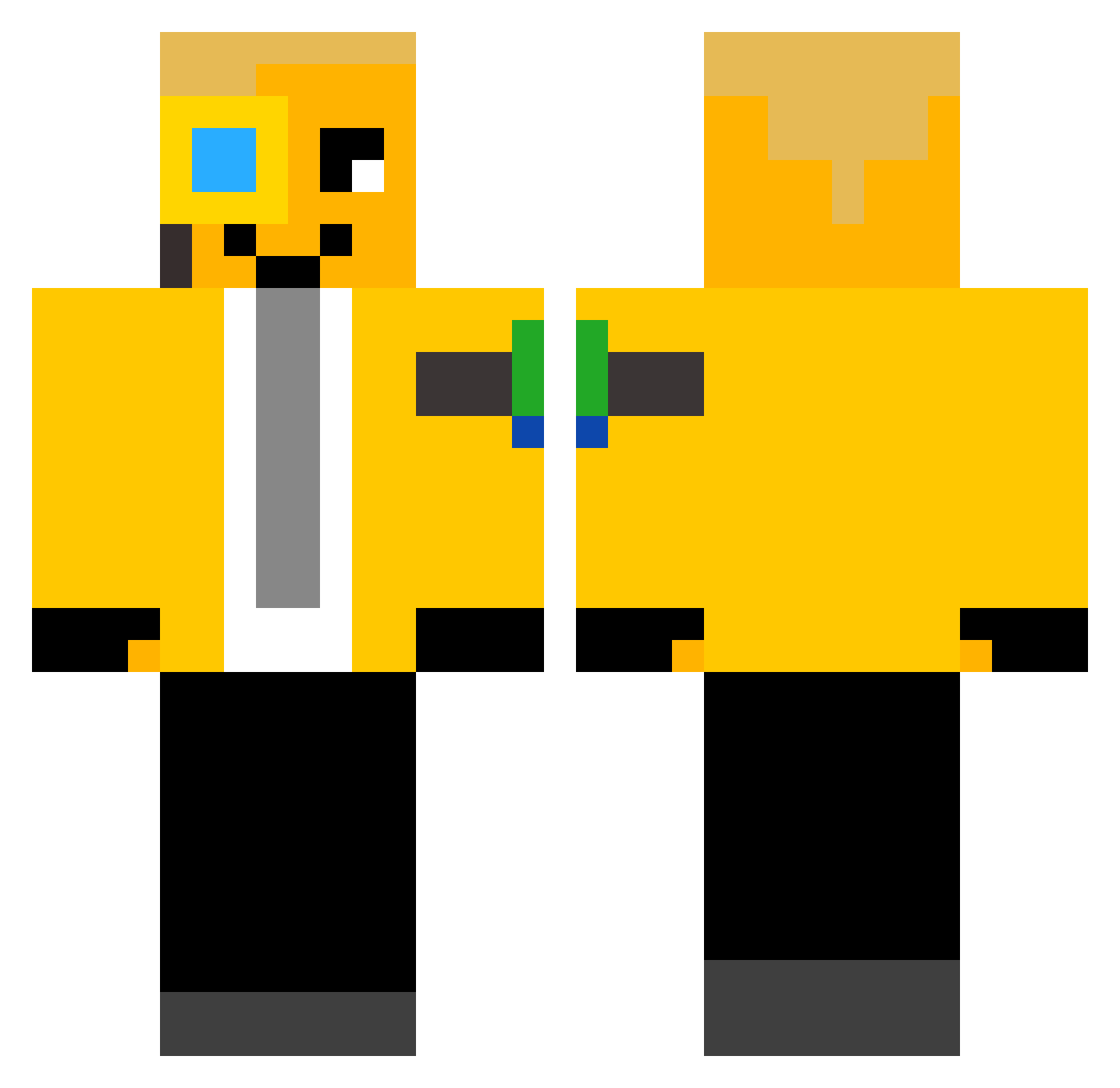 Vanya1853 Minecraft skin, front and back view