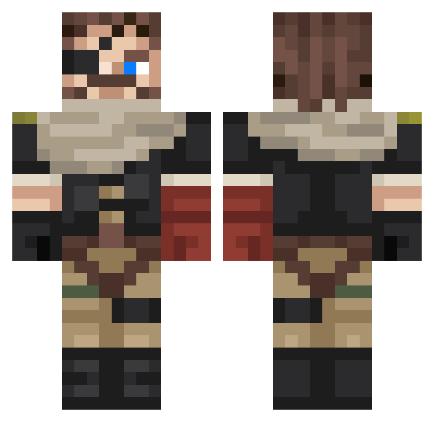 BooraVa Minecraft skin, front and back view