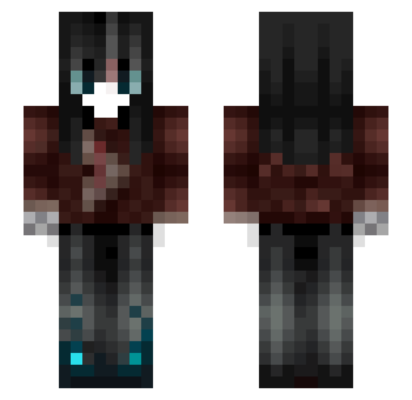 WhalemWitch Minecraft skin, front and back view