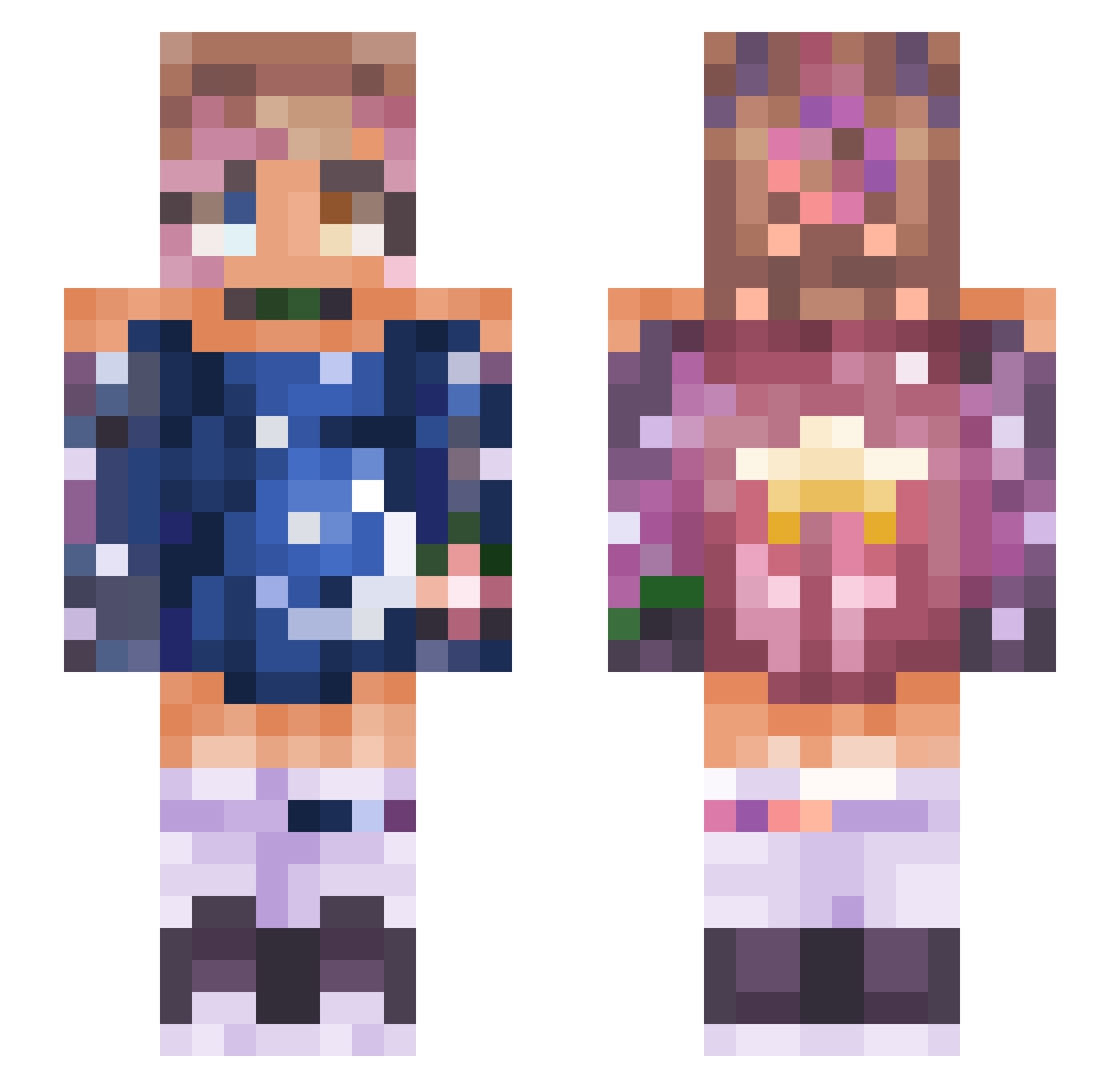 kasztastic Minecraft skin, front and back view