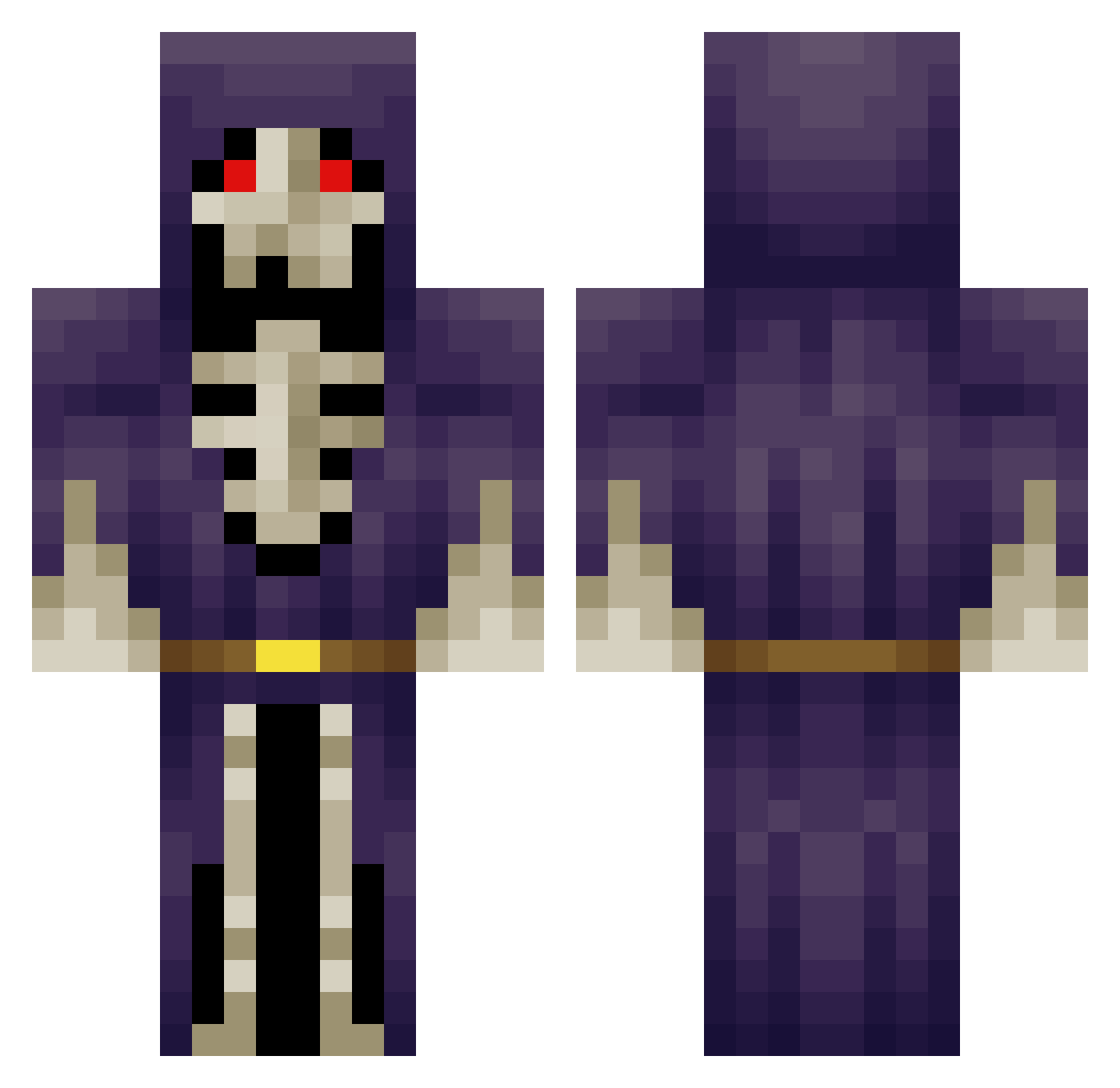 Undeceptive Minecraft skin, front and back view