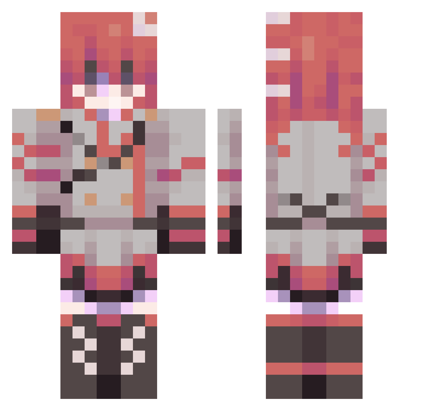 supahfox Minecraft skin, front and back view
