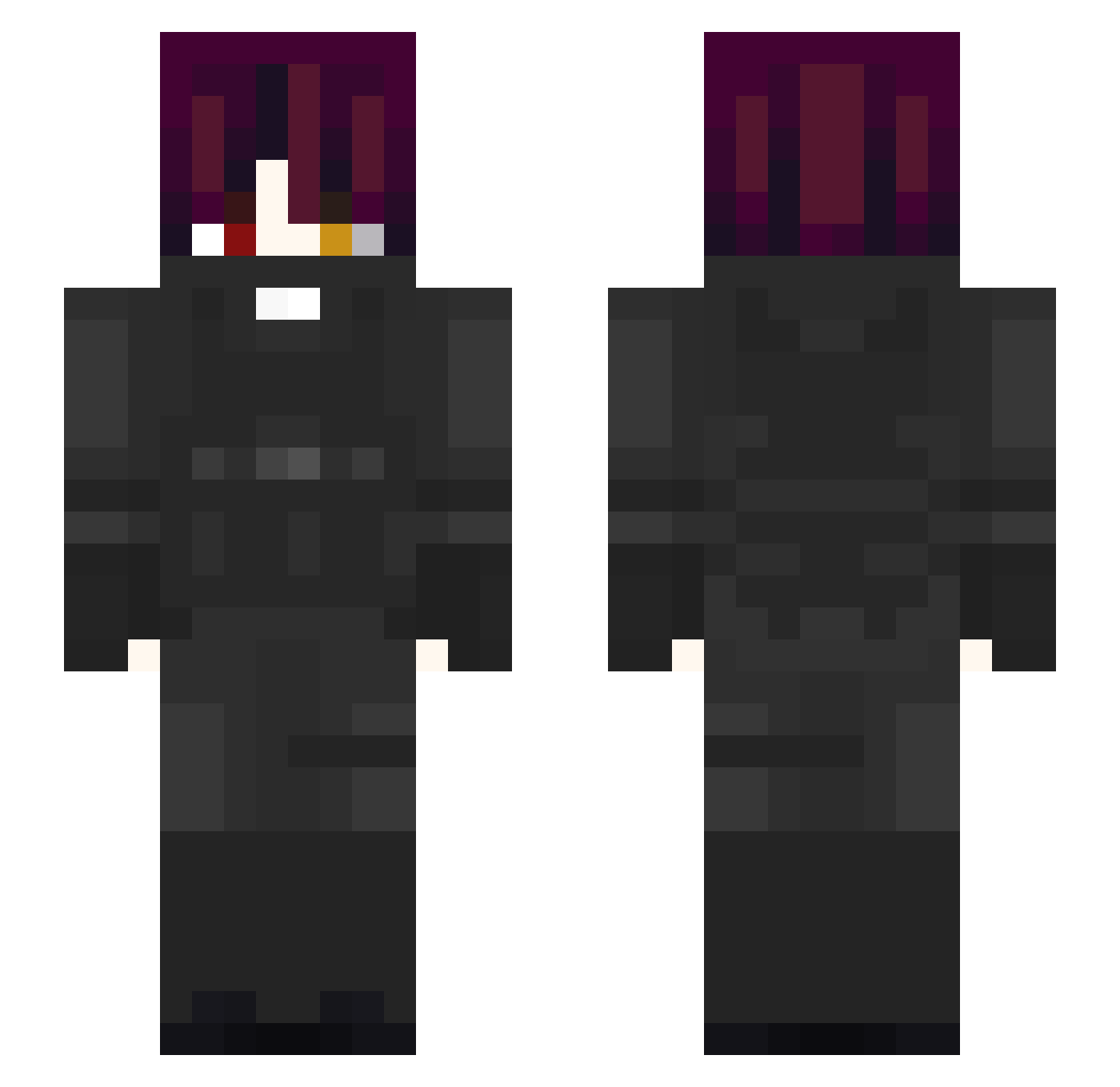 Zyzzzs Minecraft skin, front and back view