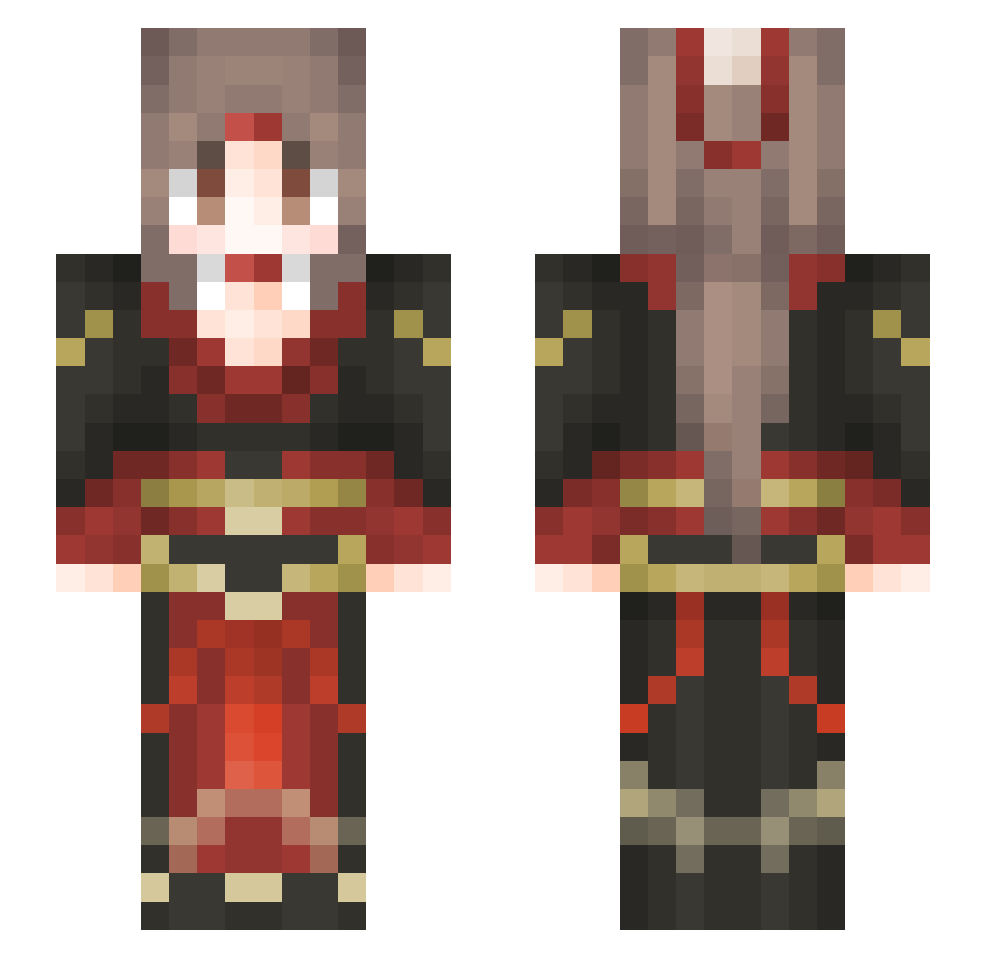 staticrosae Minecraft skin, front and back view
