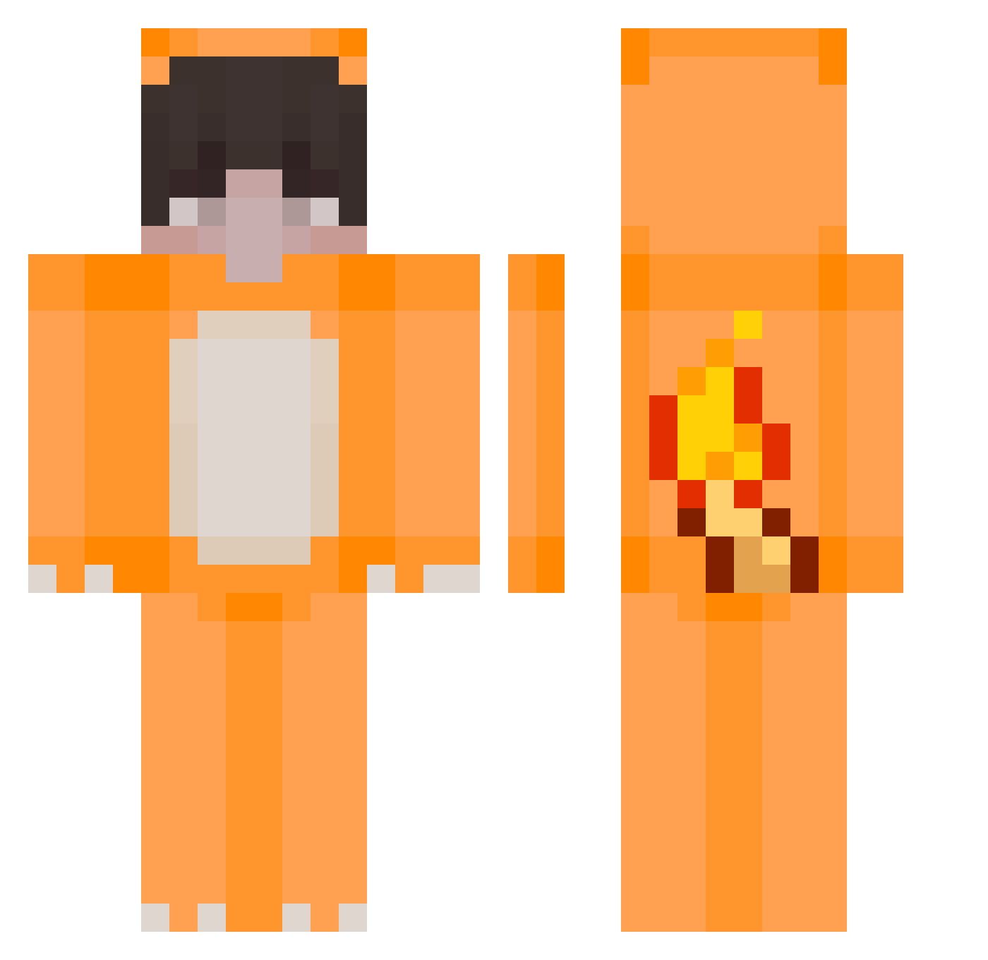TrayyK Minecraft skin, front and back view