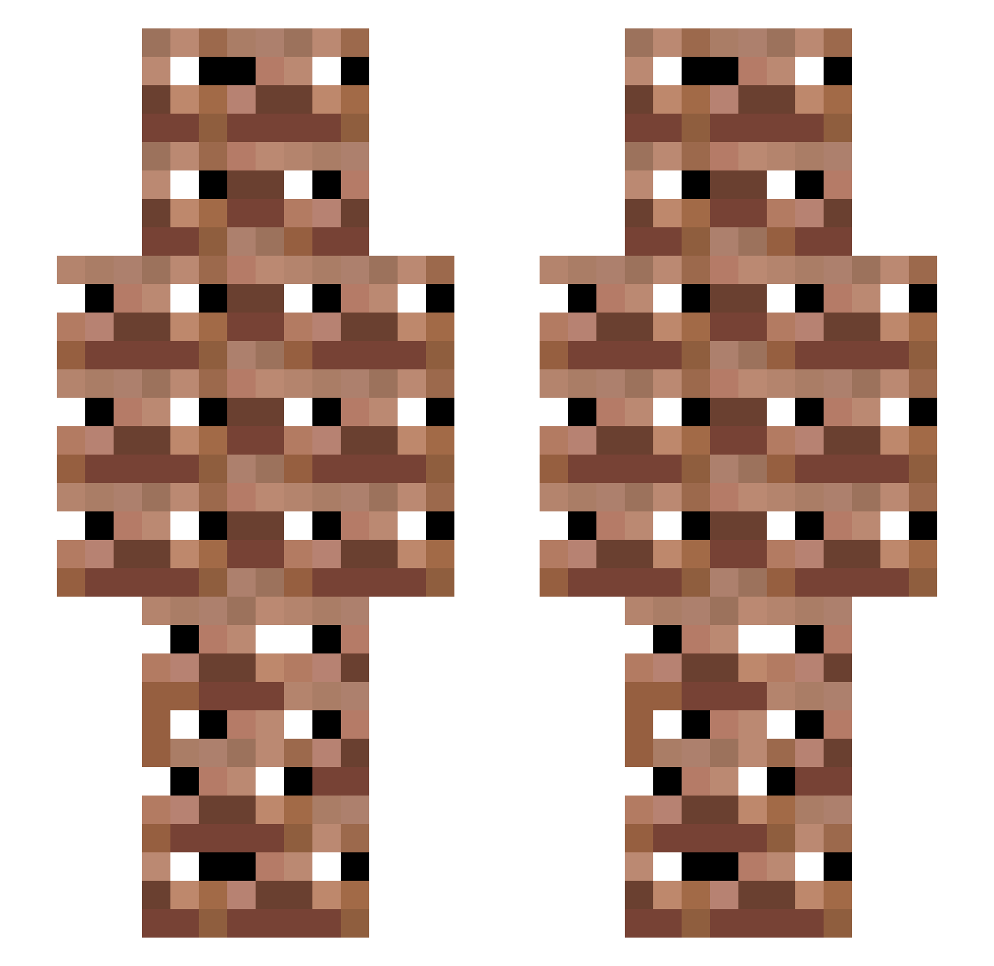 V65X Minecraft skin, front and back view