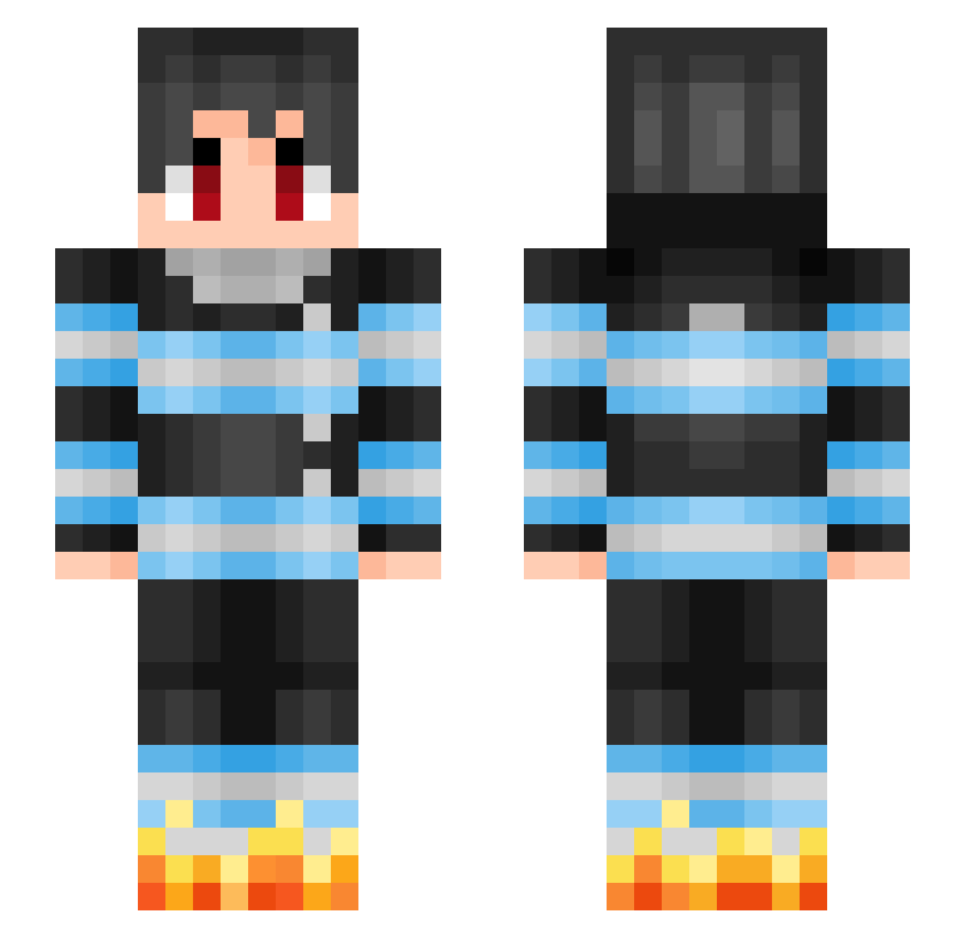 ShuckedKorn Minecraft skin, front and back view