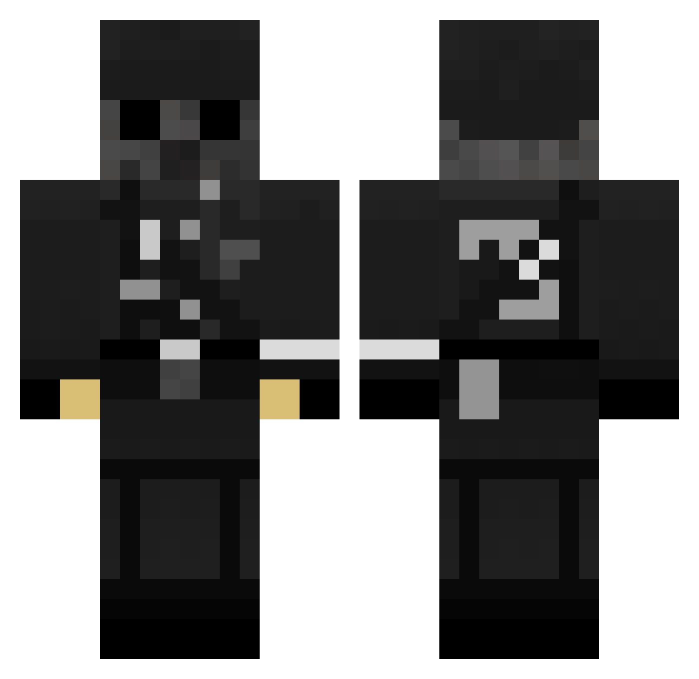 UNull Minecraft skin, front and back view