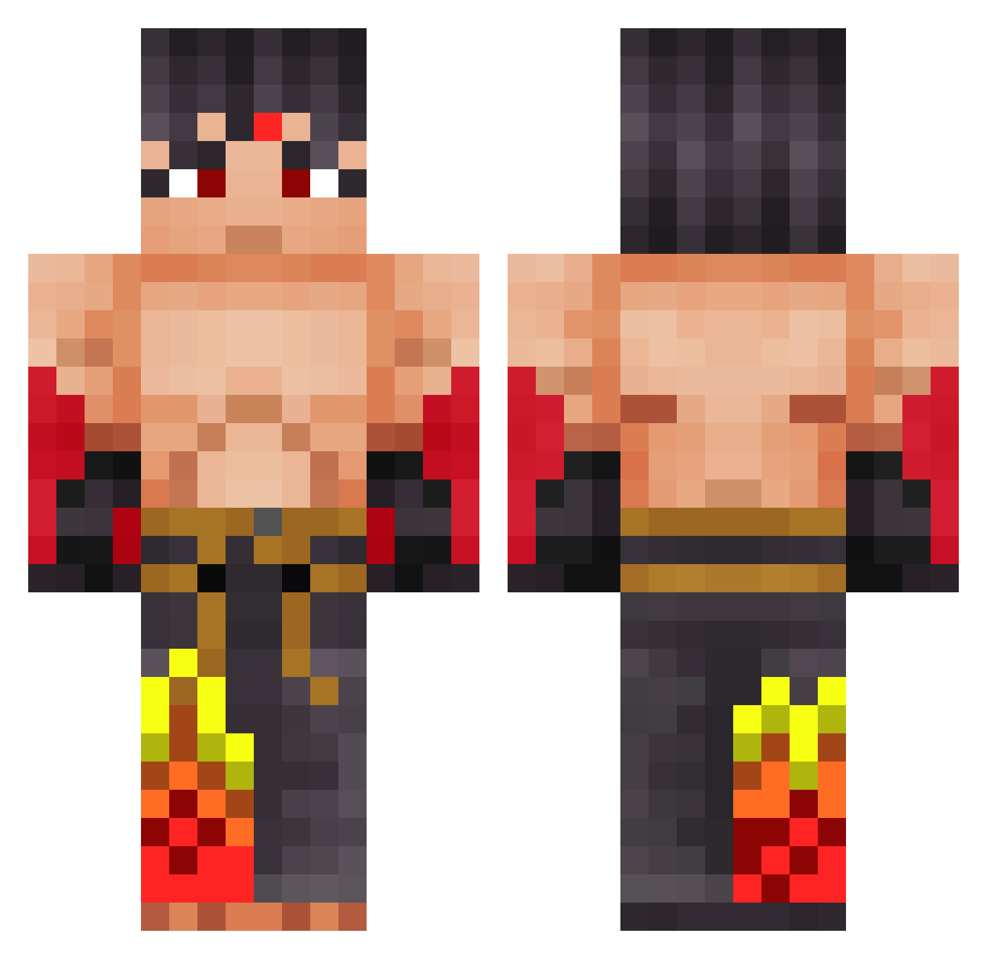 Fiann Minecraft skin, front and back view