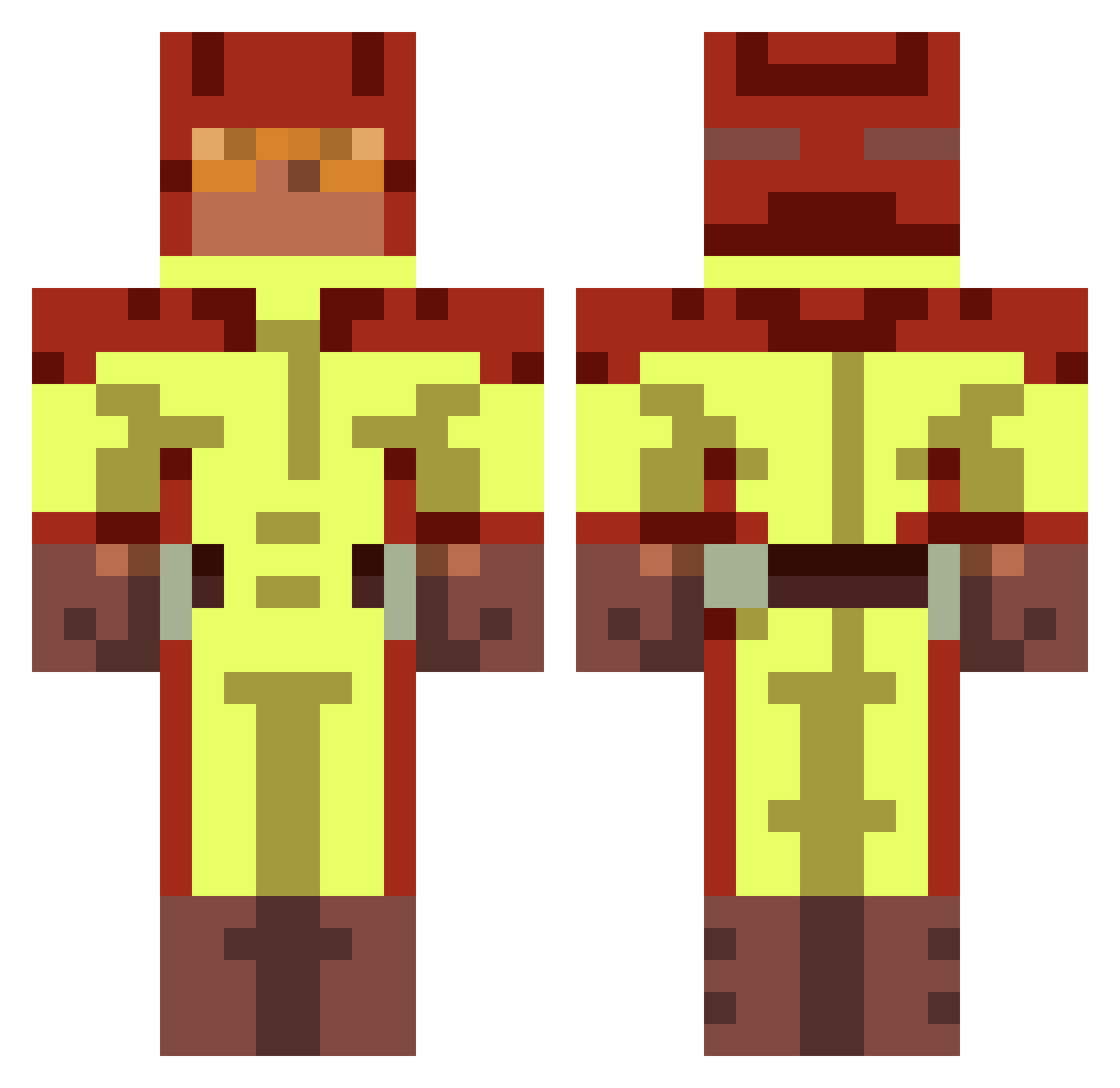 Username2238 Minecraft skin, front and back view