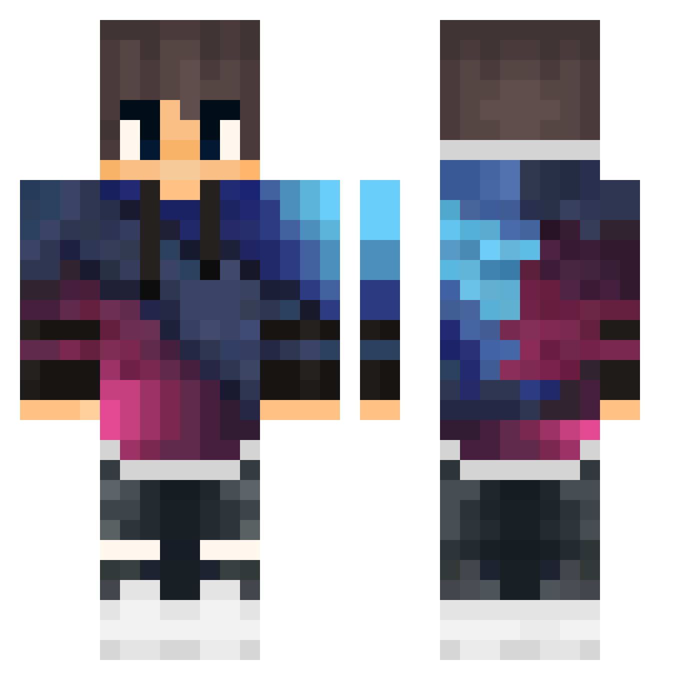 Vickewe Minecraft skin, front and back view