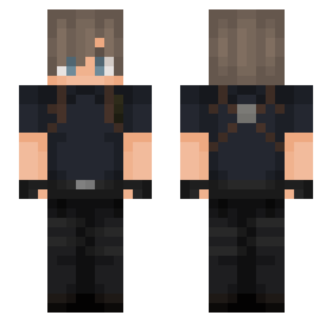 Gh0stTo4st Minecraft skin, front and back view