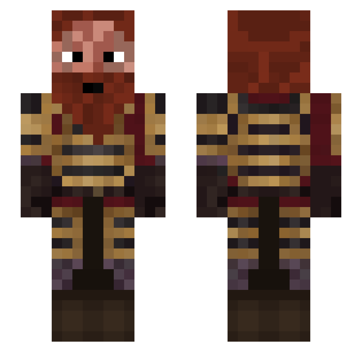BenjiroYT Minecraft skin, front and back view