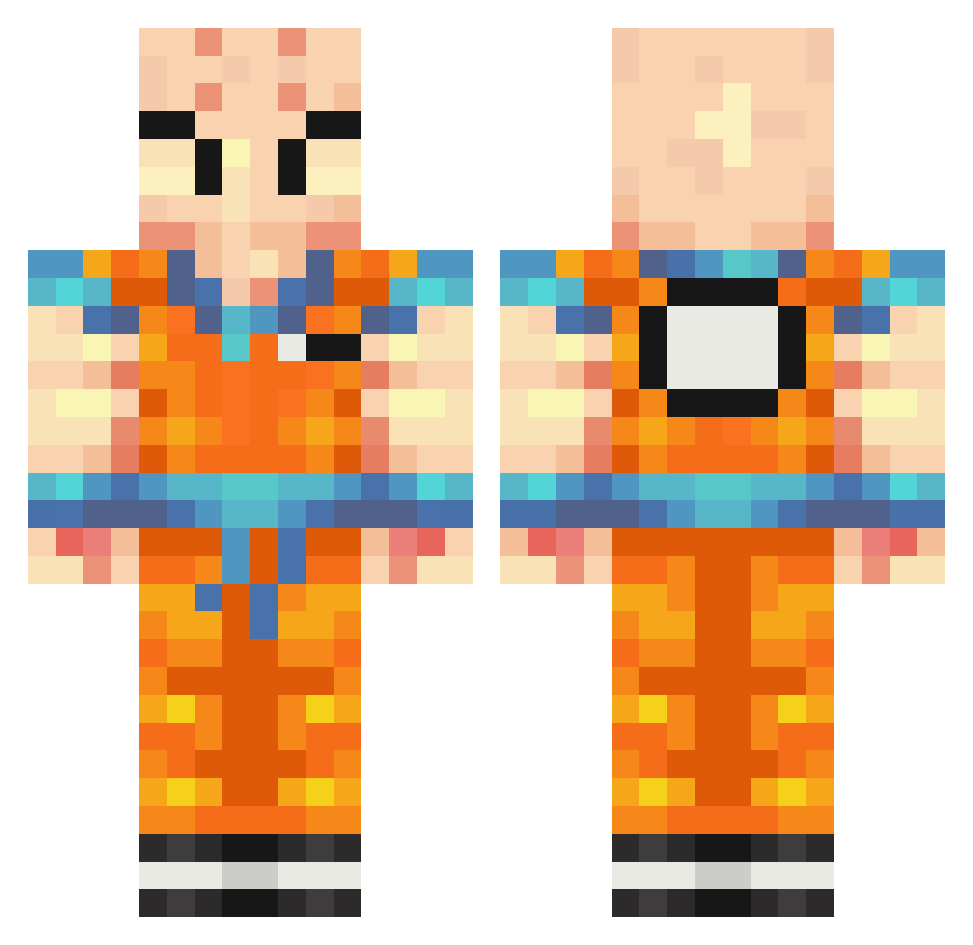 radonstorm Minecraft skin, front and back view
