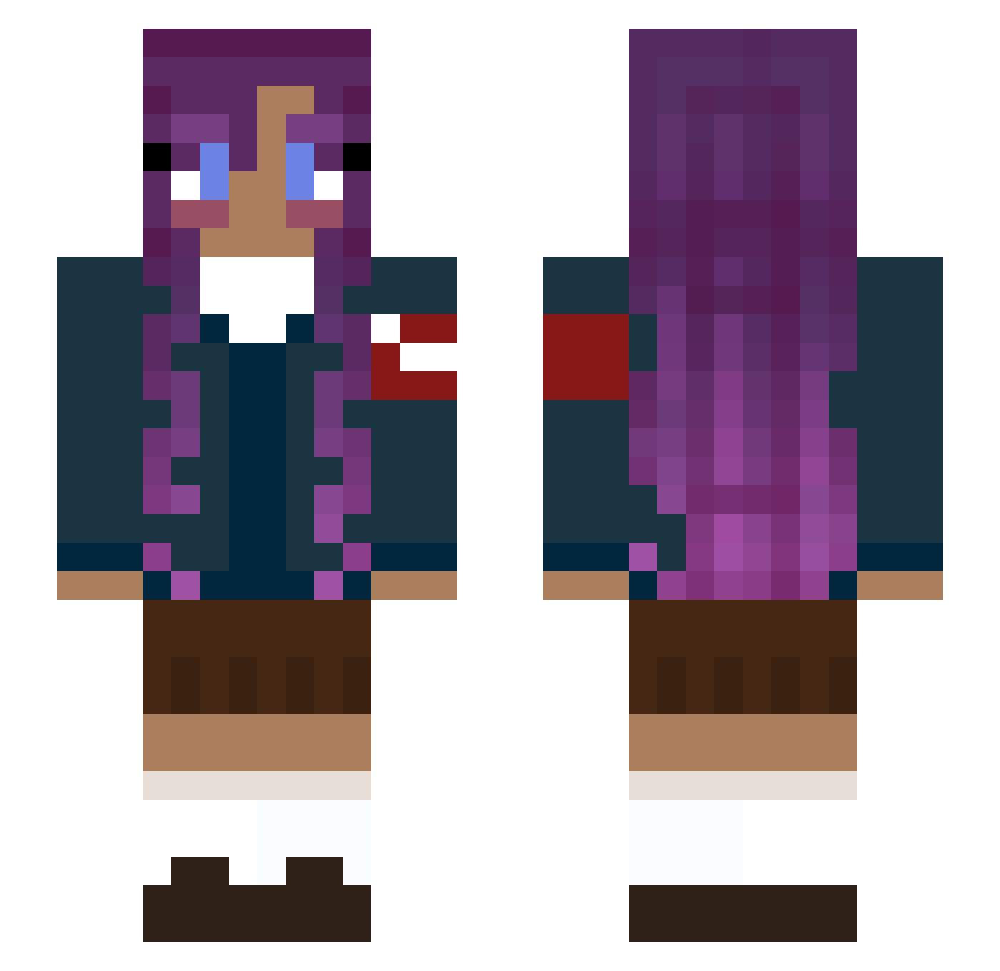 Yuki_Greyson Minecraft skin, front and back view