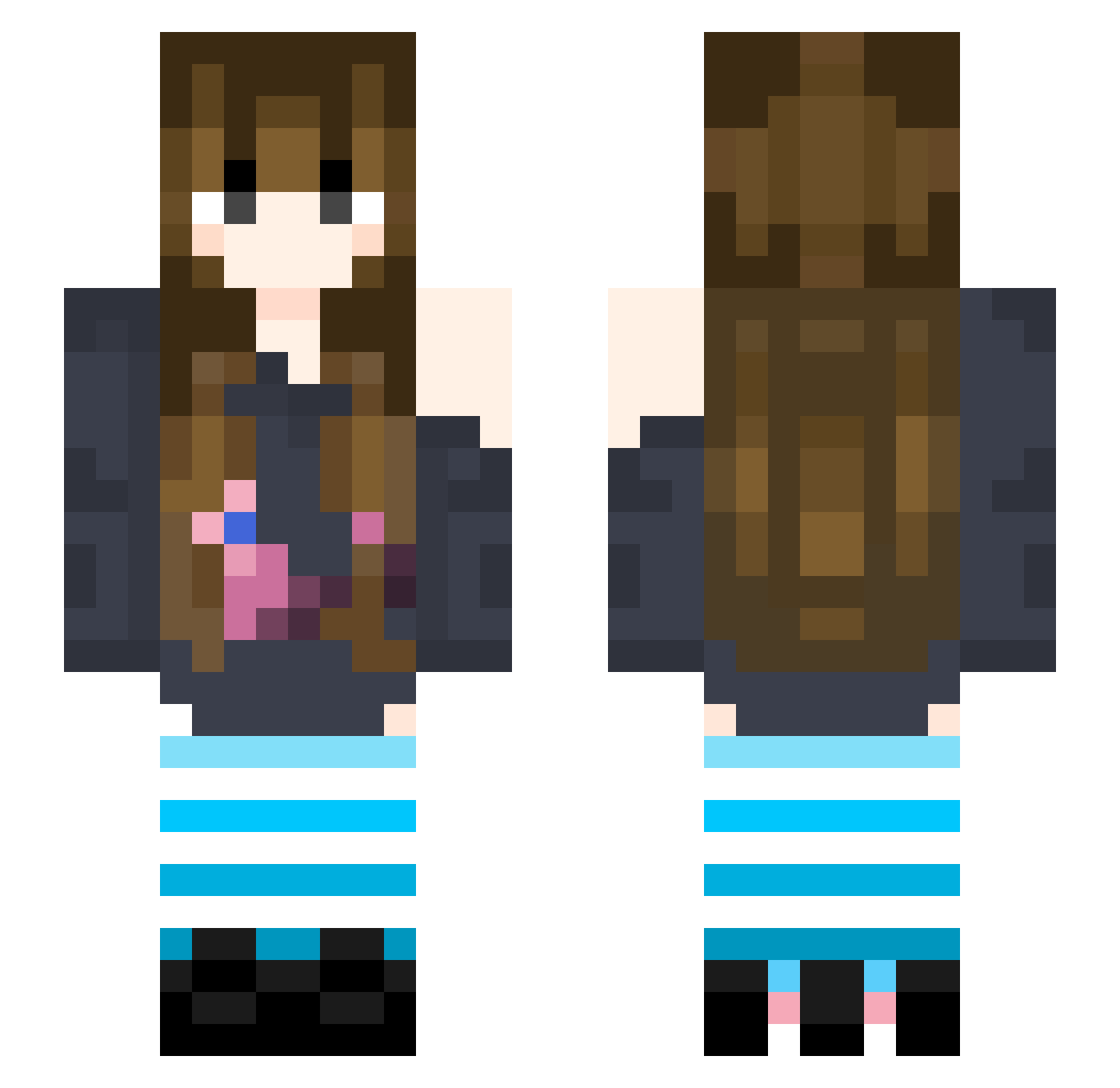 TransbianPup Minecraft skin, front and back view