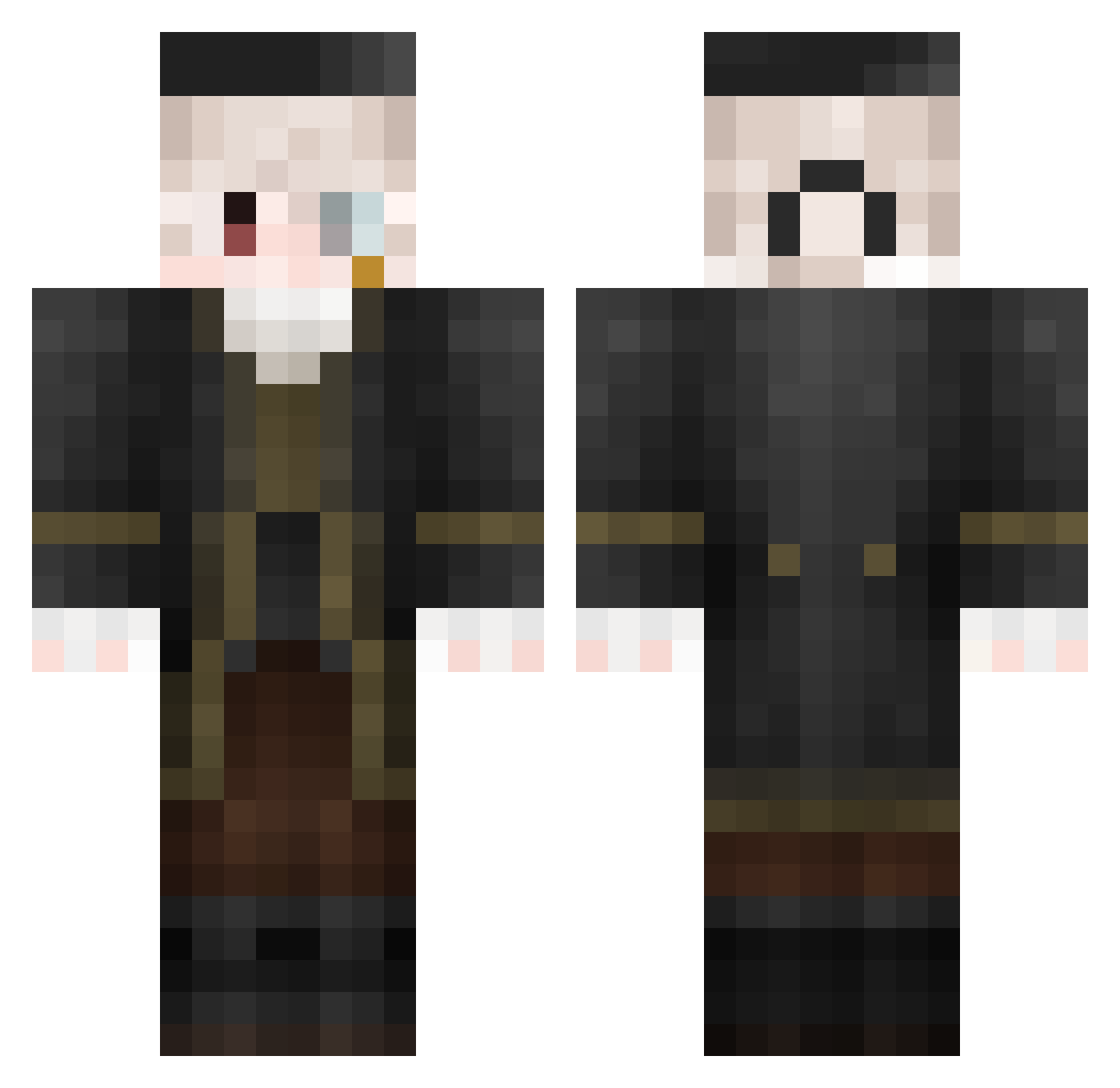 axraelf Minecraft skin, front and back view