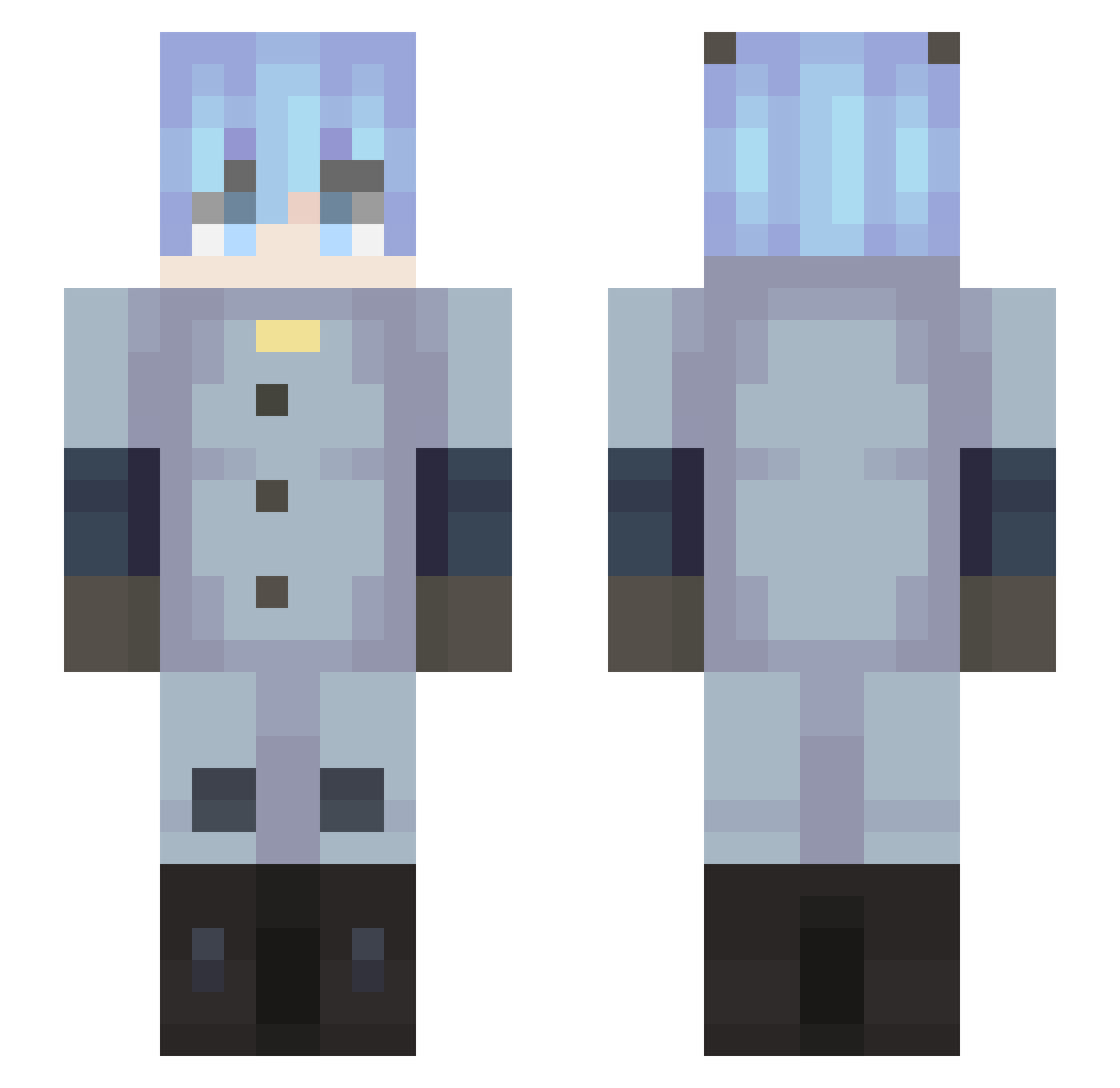 NekoPawsz Minecraft skin, front and back view