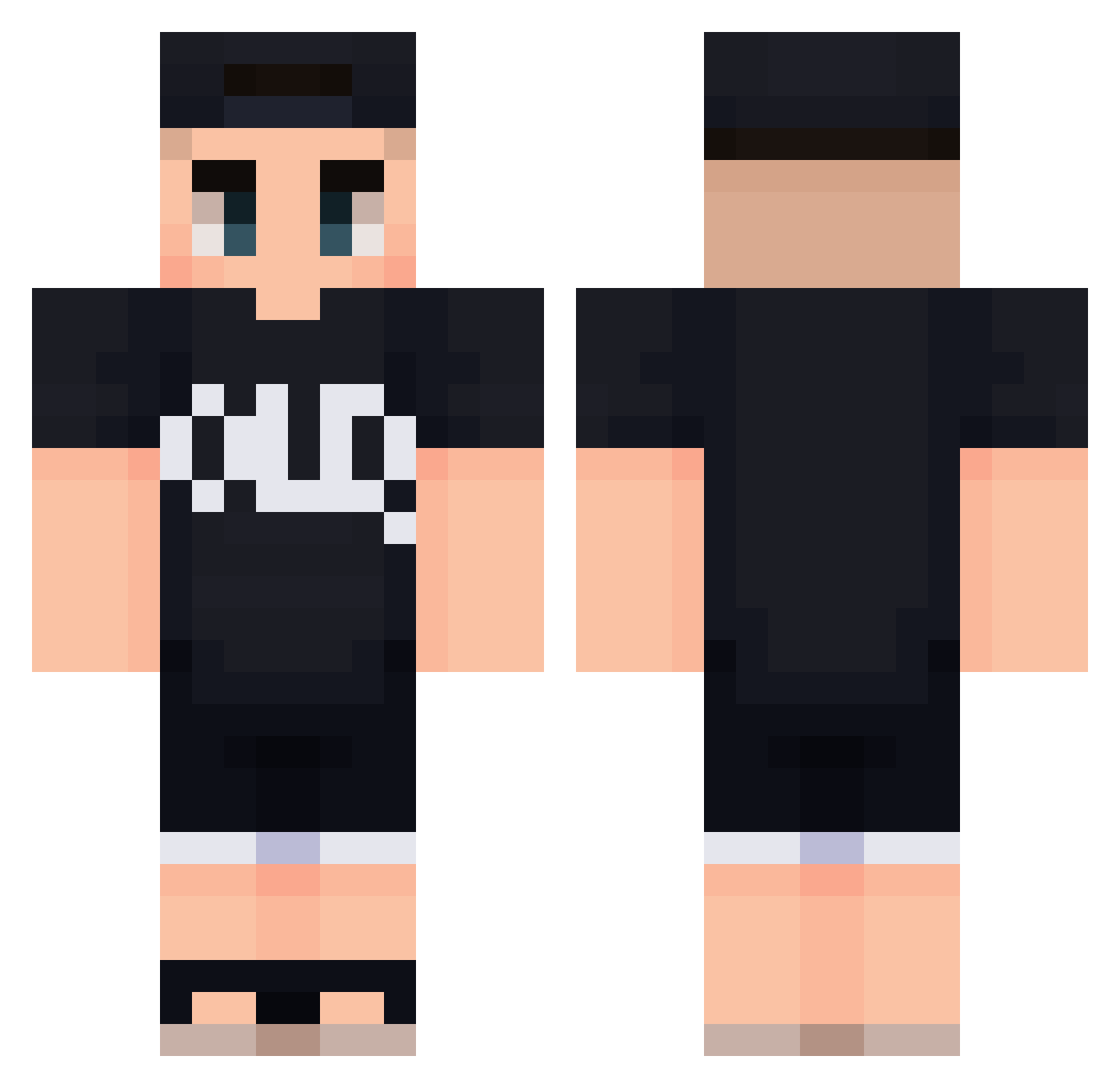 SportsCast Minecraft skin, front and back view