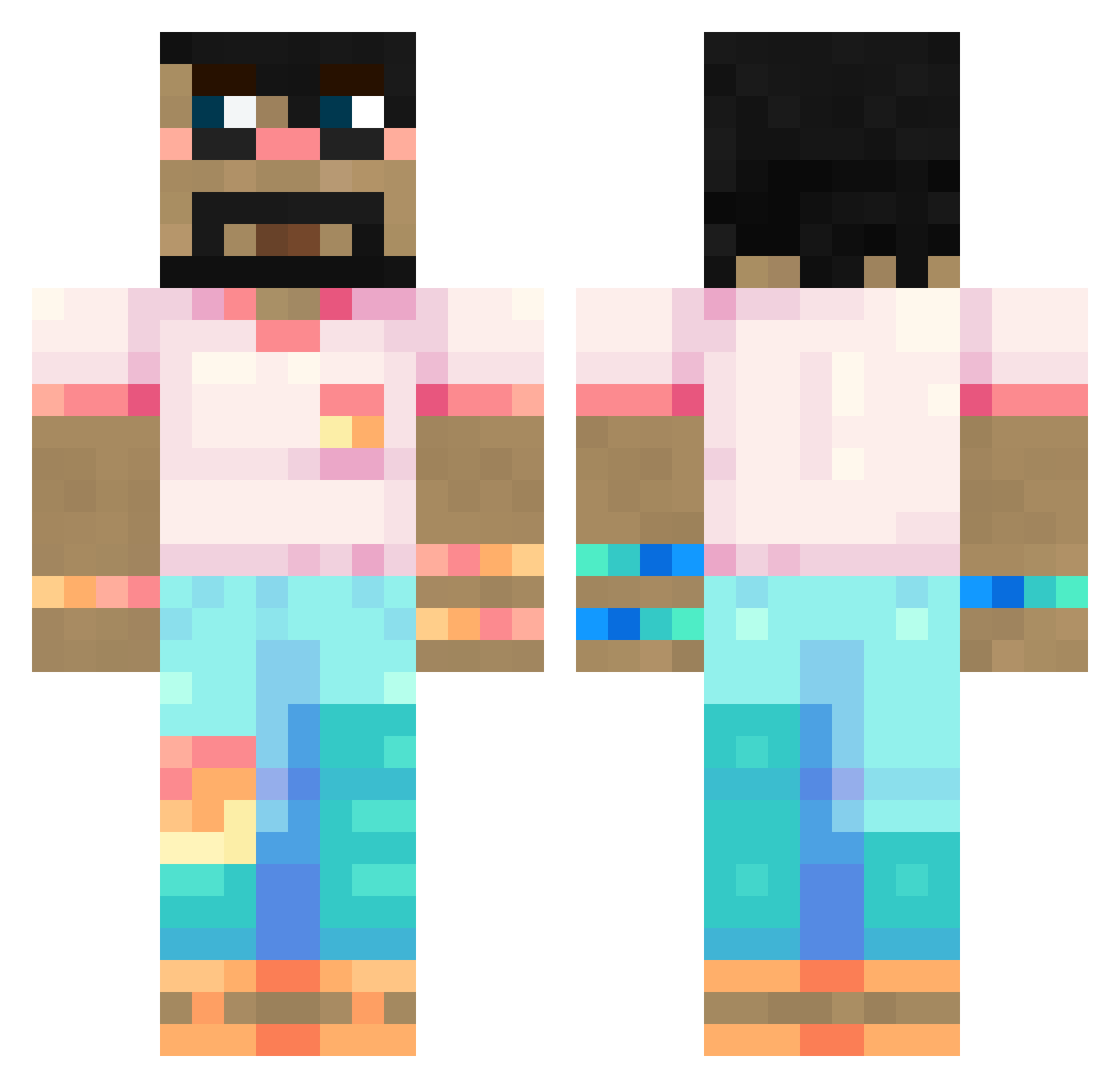 CaptainSparklez Minecraft skin, front and back view