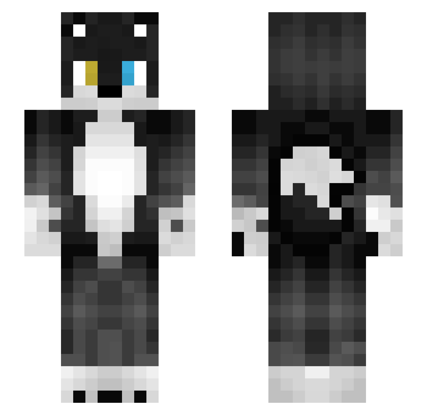 Woofdah Minecraft skin, front and back view