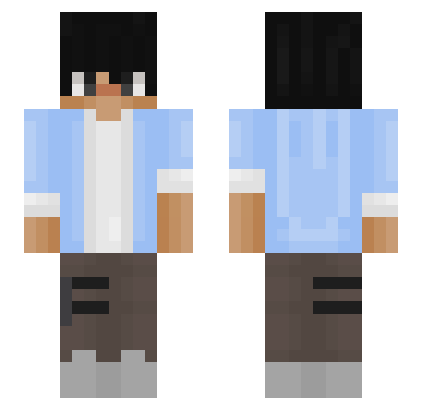 Paulphobie Minecraft skin, front and back view
