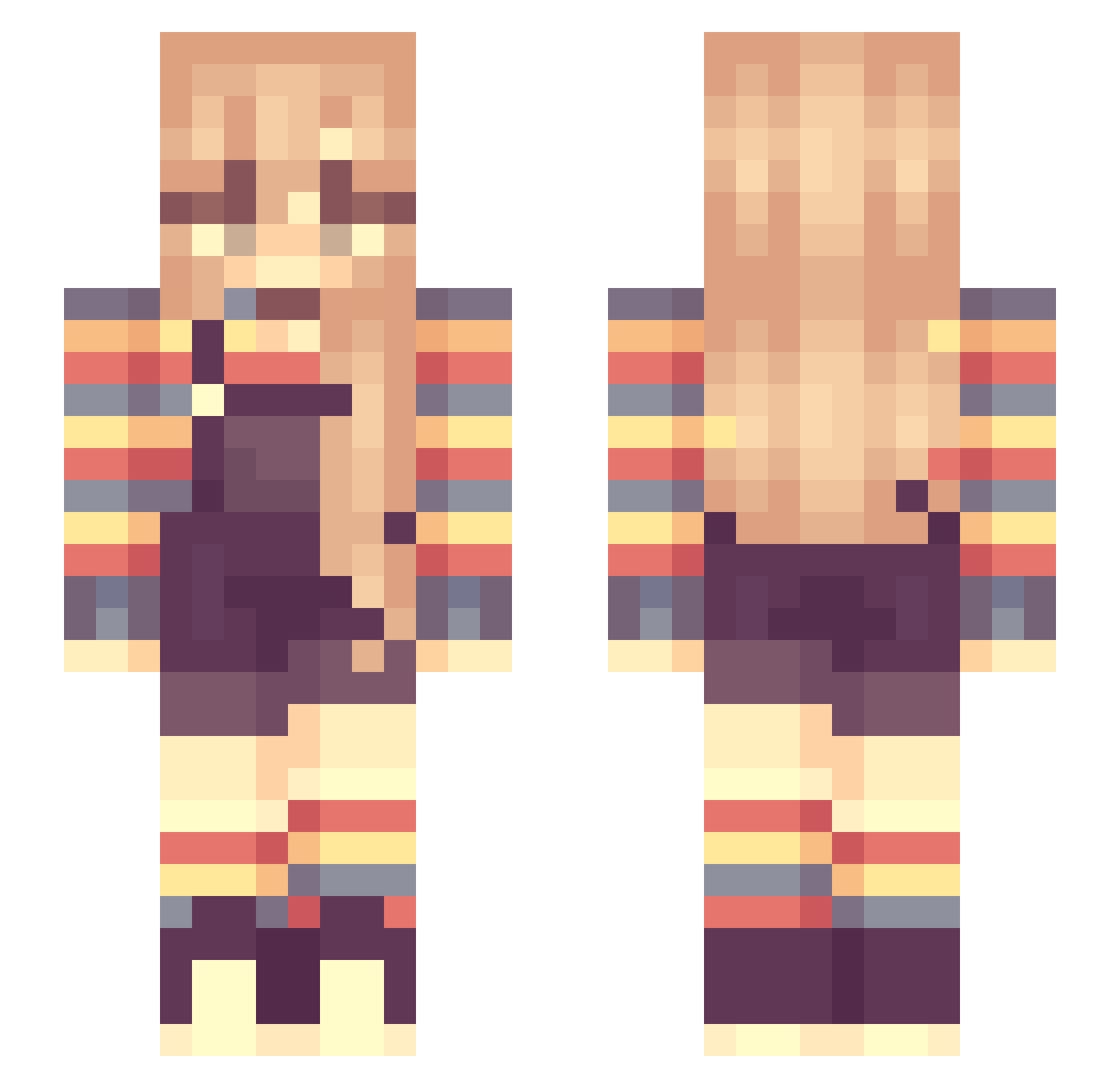 Amelita Minecraft skin, front and back view