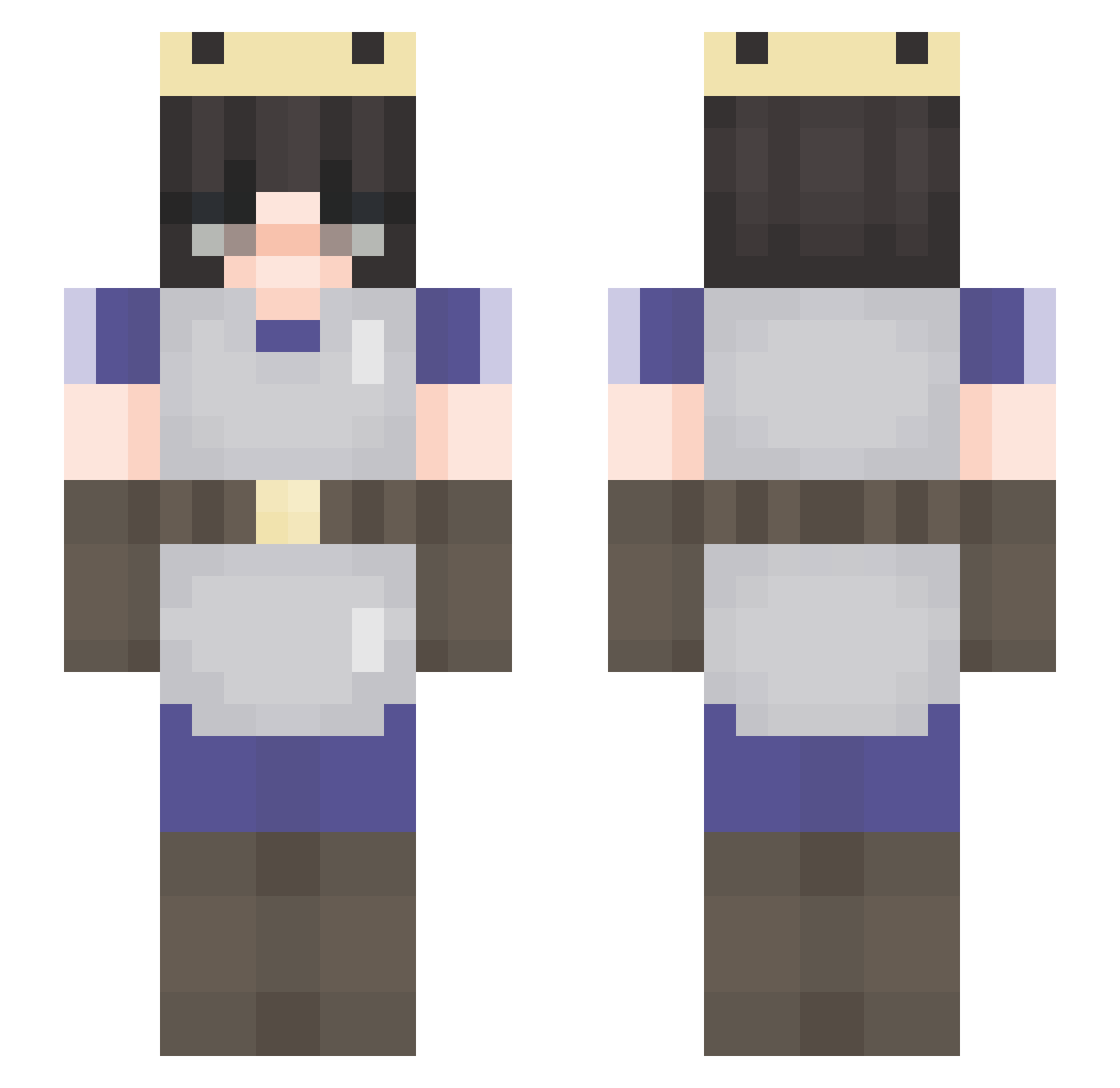 zGobu Minecraft skin, front and back view